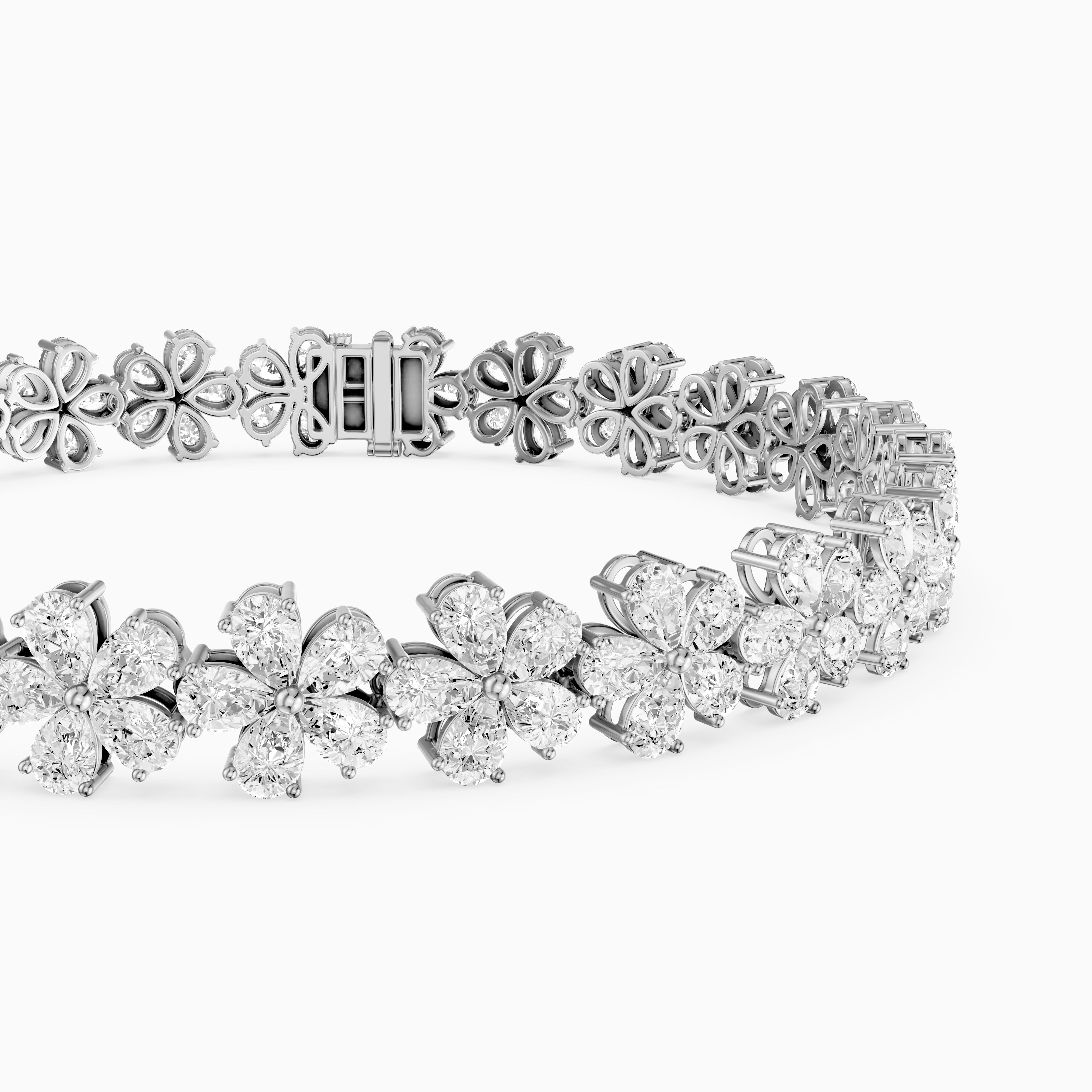 Bettina Pear Shape Floral Lab Grown Diamond Tennis Bracelet