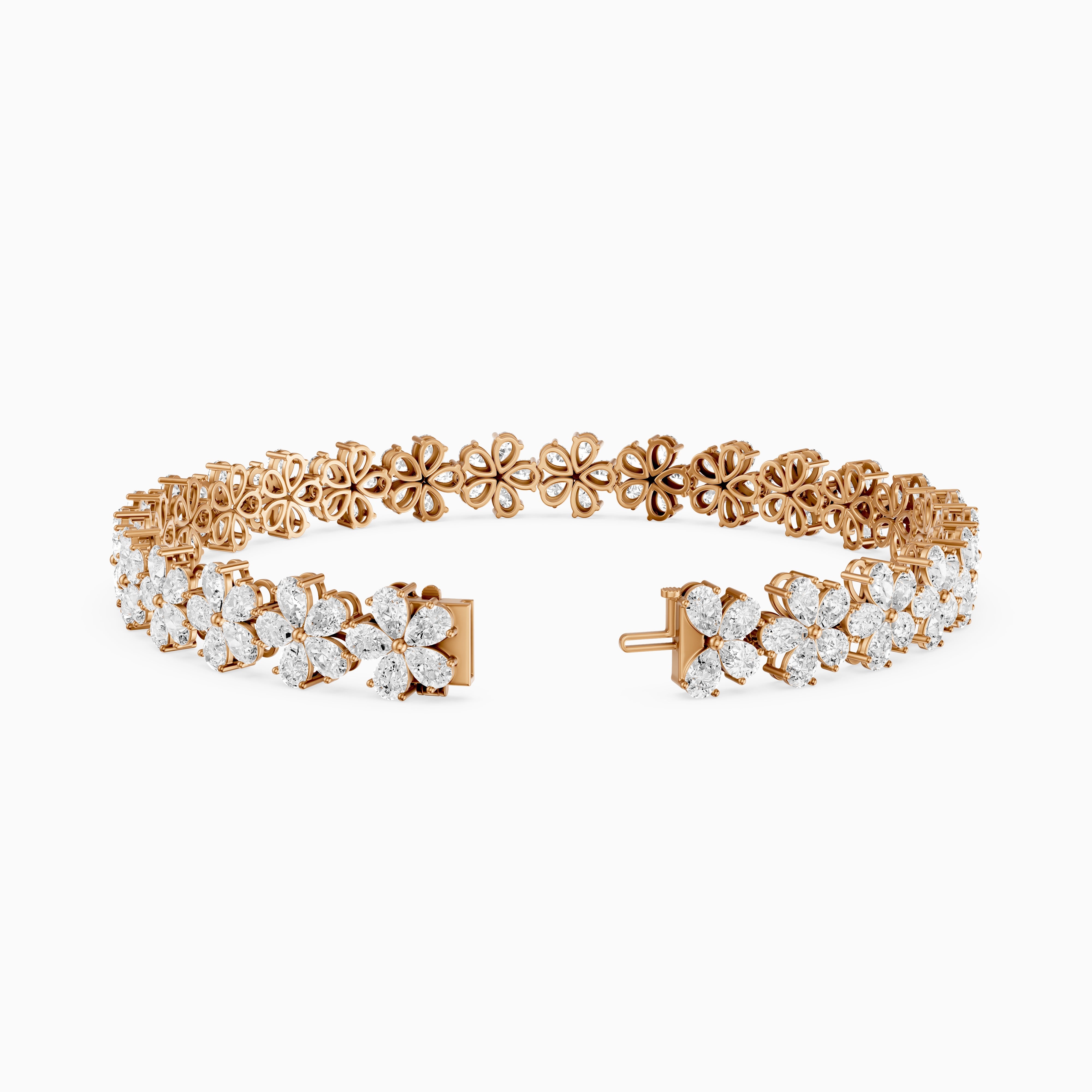 Bettina Pear Shape Floral Lab Grown Diamond Tennis Bracelet
