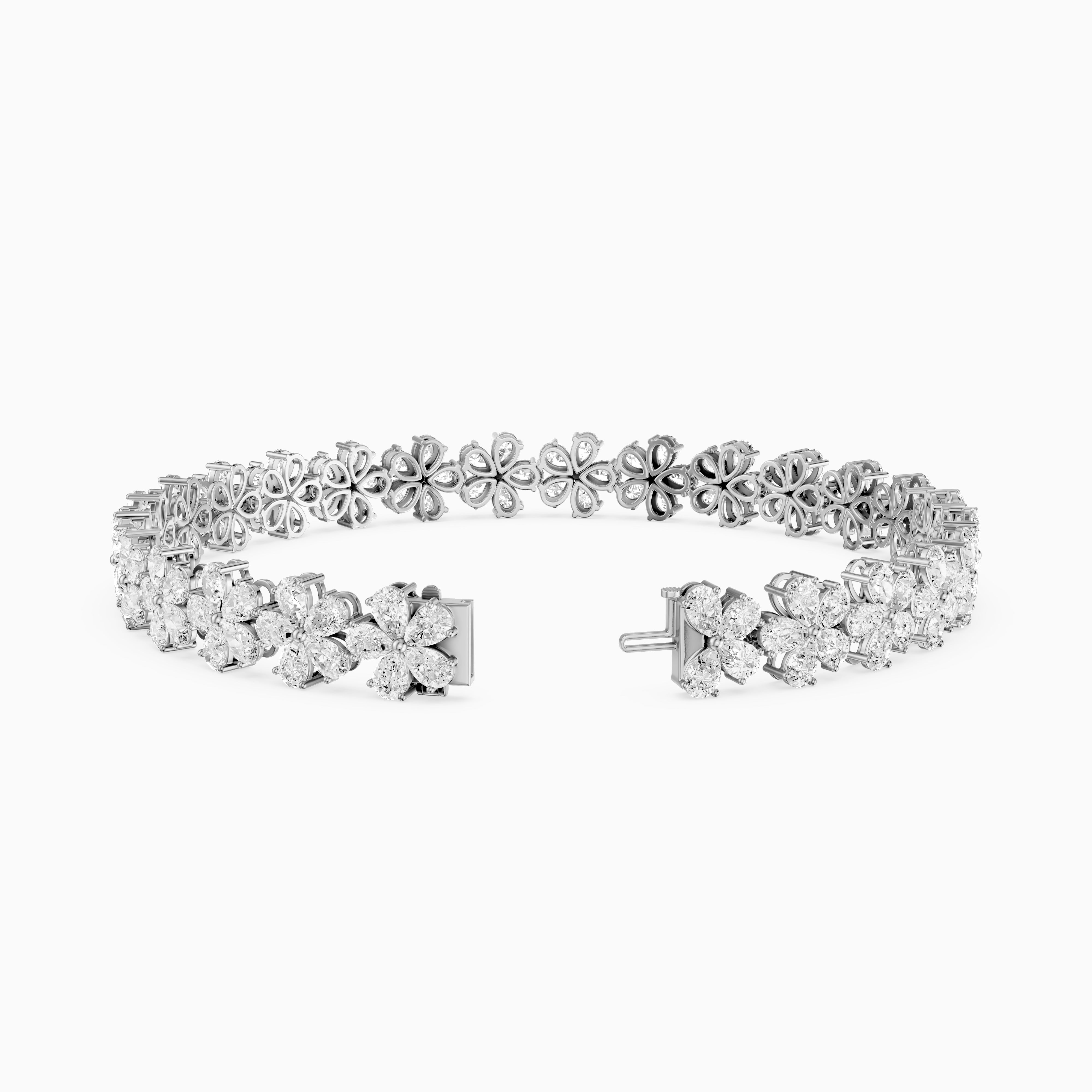 Bettina Pear Shape Floral Lab Grown Diamond Tennis Bracelet