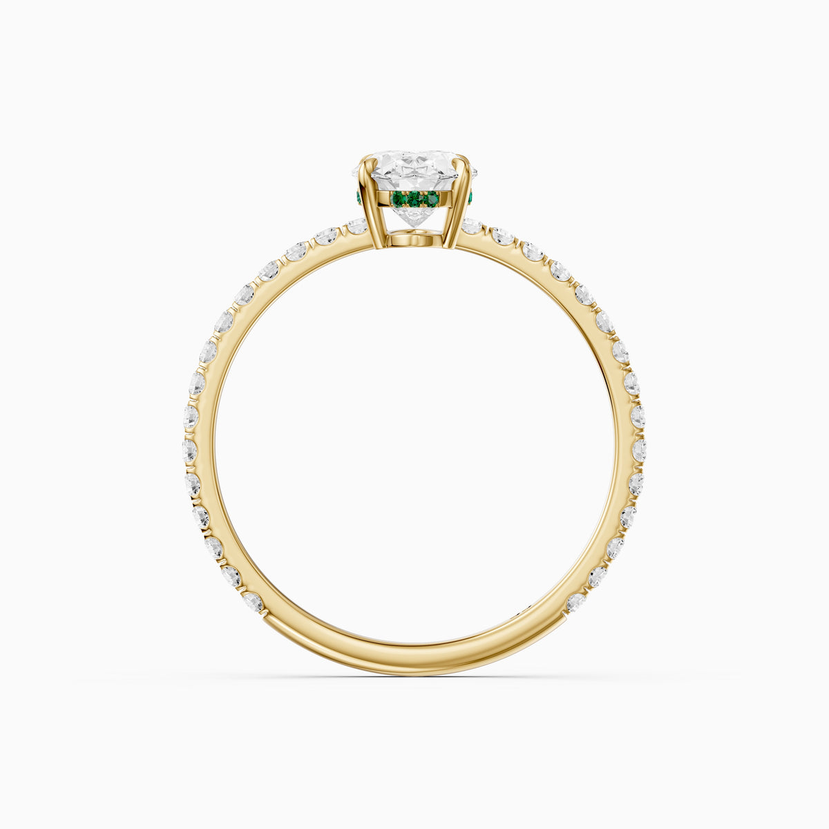 Aryna Green Hidden Halo Oval Moissanite Diamond Engagement Ring