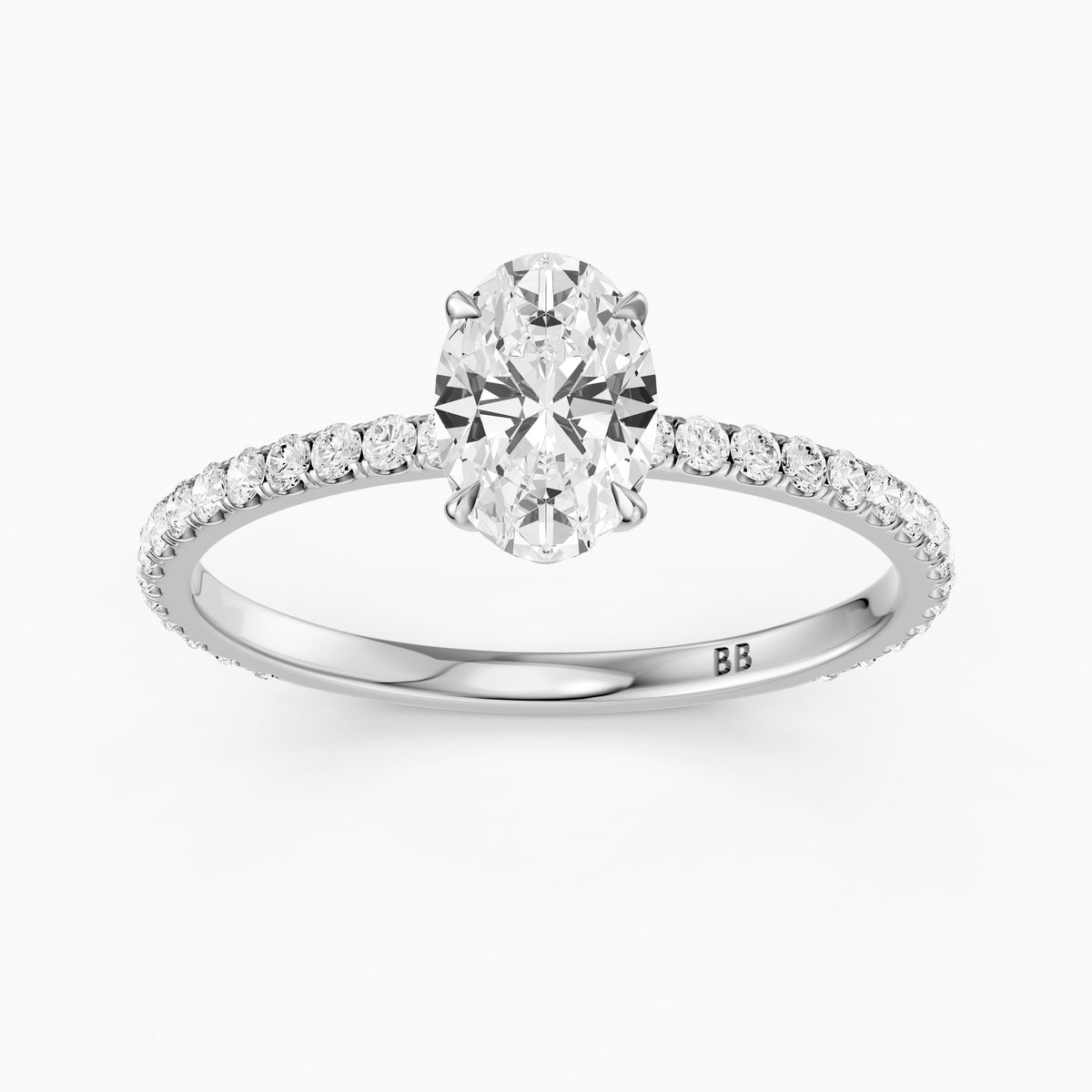 Aryna Green Hidden Halo Oval Moissanite Diamond Engagement Ring