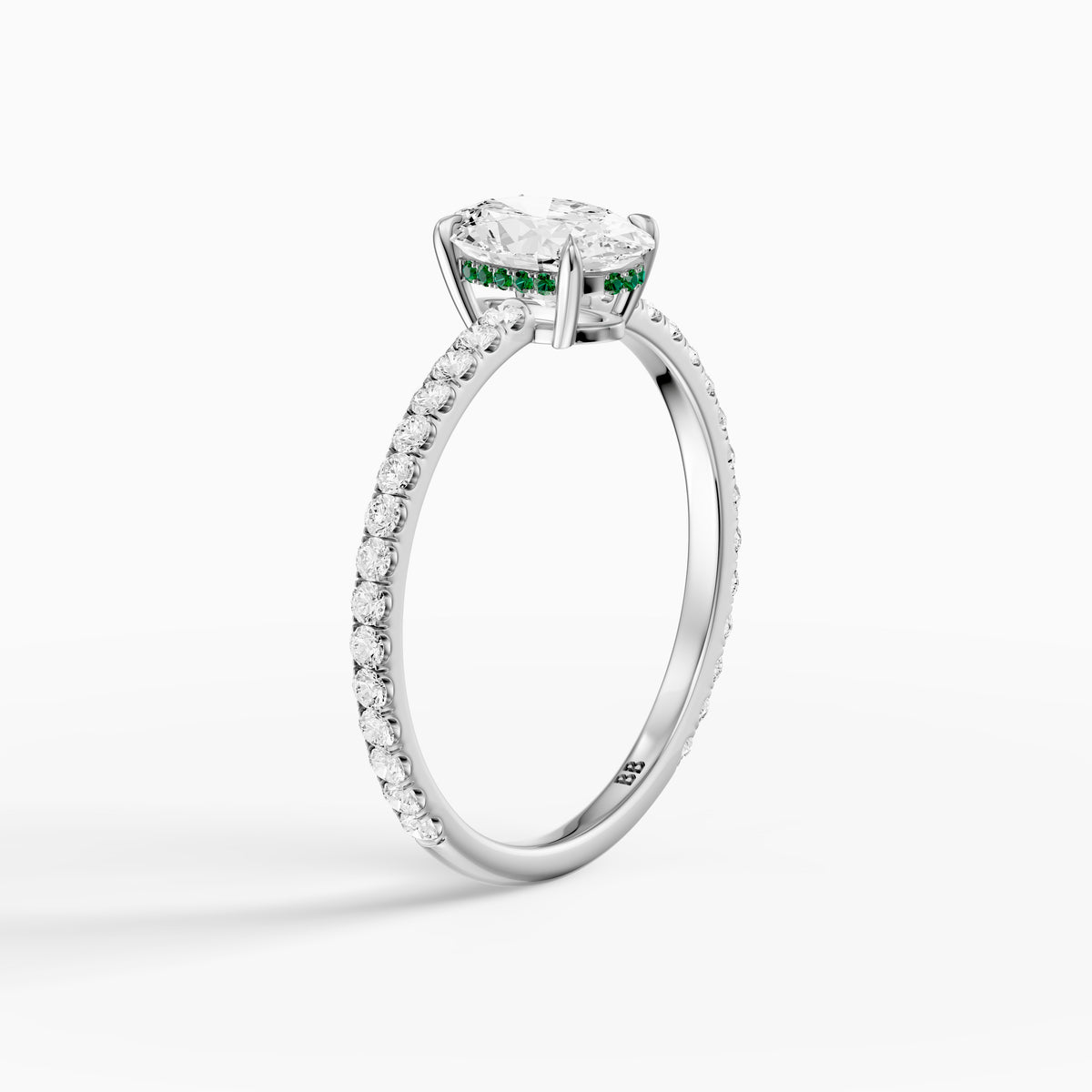 Aryna Green Hidden Halo Oval Moissanite Diamond Engagement Ring