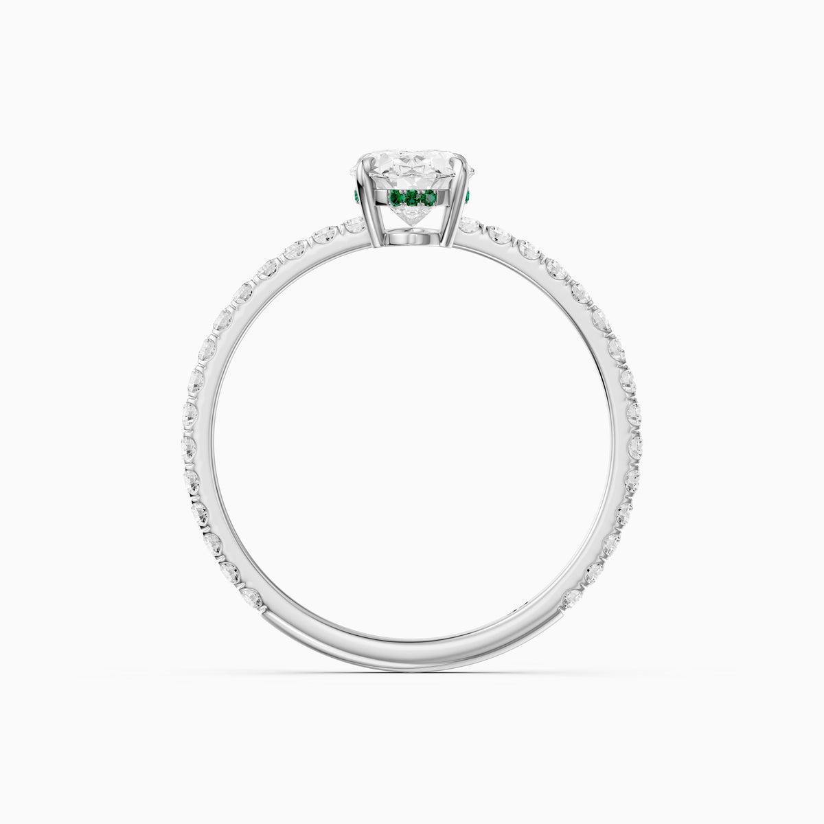 Aryna Green Hidden Halo Oval Moissanite Diamond Engagement Ring