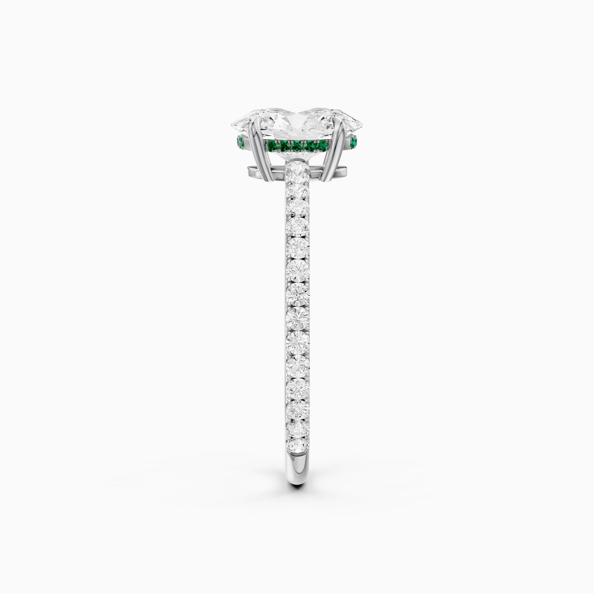 Aryna Green Hidden Halo Oval Moissanite Diamond Engagement Ring