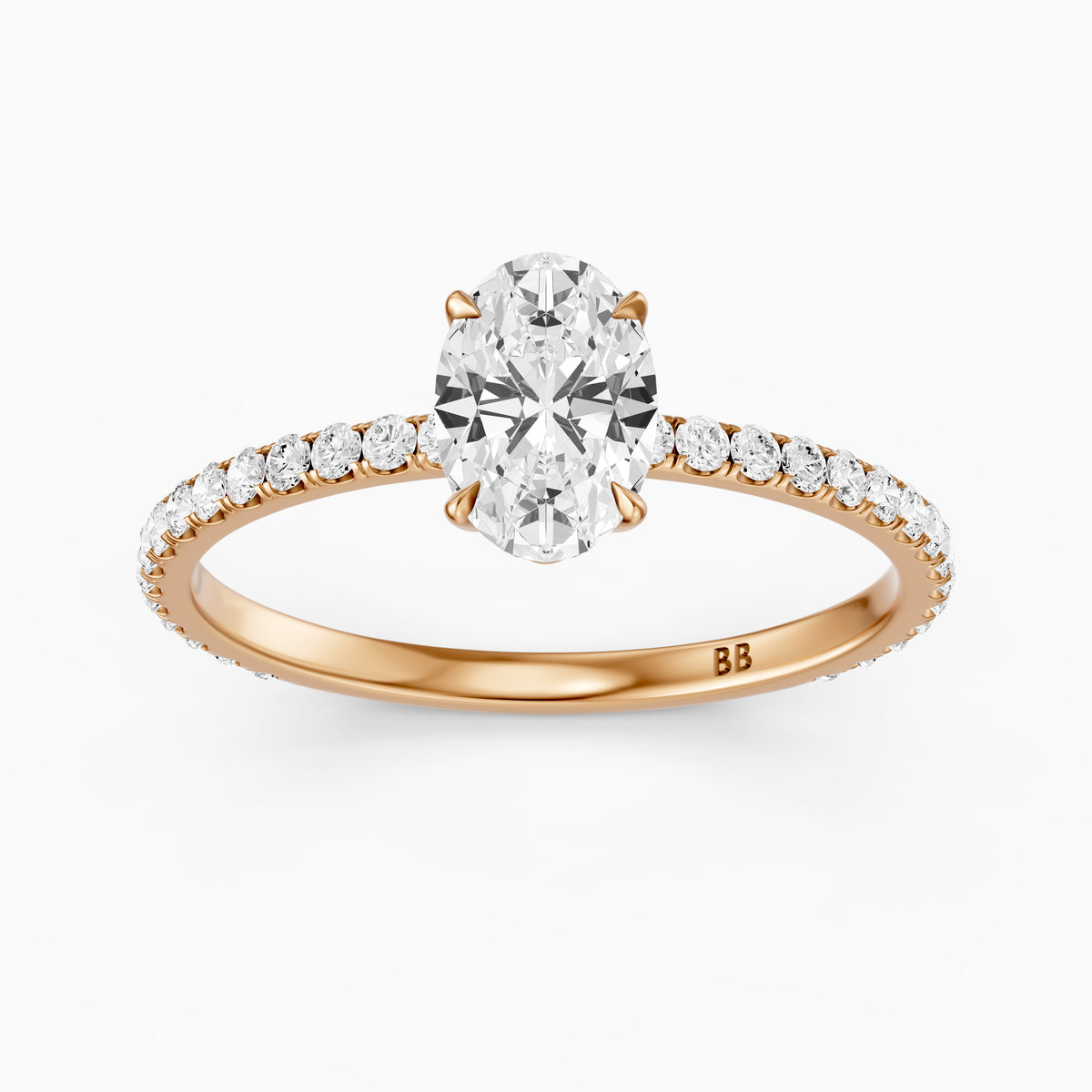 Aryna Green Hidden Halo Oval Moissanite Diamond Engagement Ring