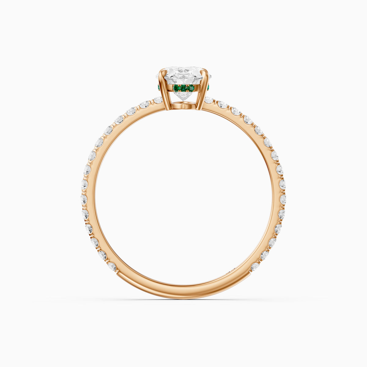 Aryna Green Hidden Halo Oval Moissanite Diamond Engagement Ring