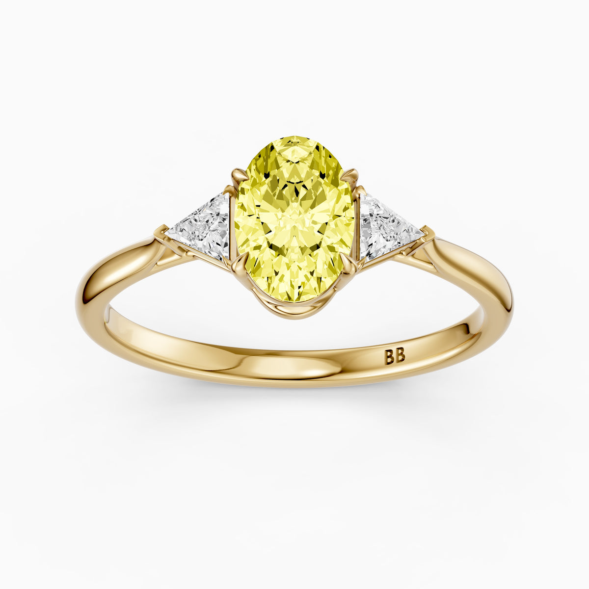 Carmen Yellow Oval Lab Grown Diamond Three Stone trilogy Engagement Ring
