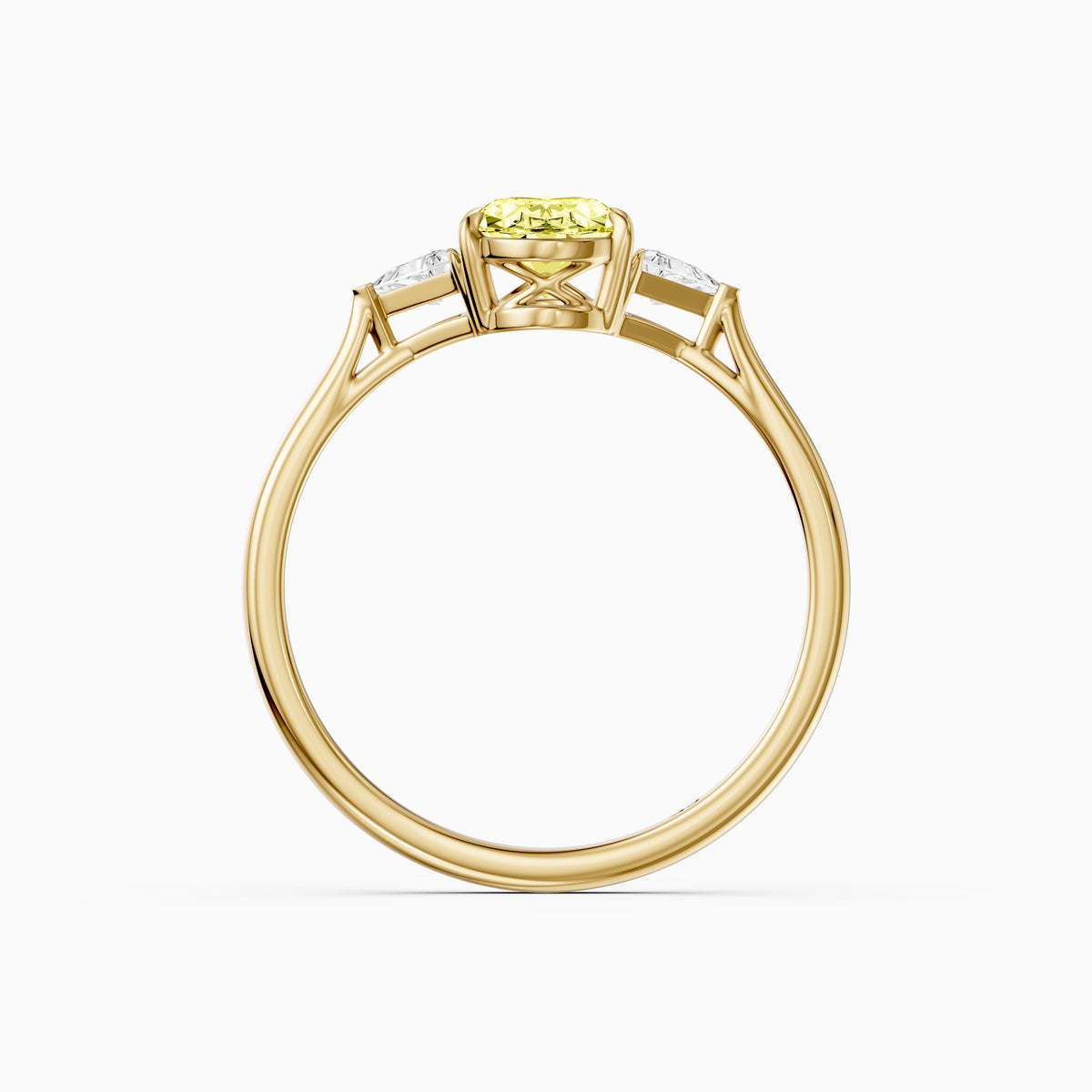 Carmen Yellow Oval Lab Grown Diamond Three Stone trilogy Engagement Ring