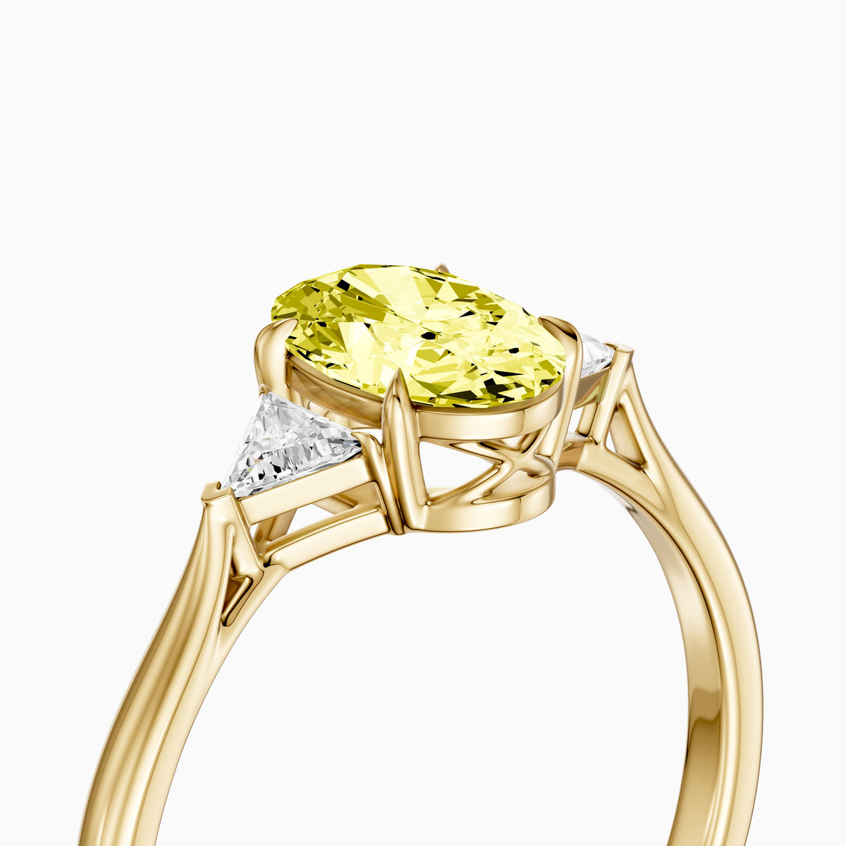 Carmen Yellow Oval Lab Grown Diamond Three Stone trilogy Engagement Ring