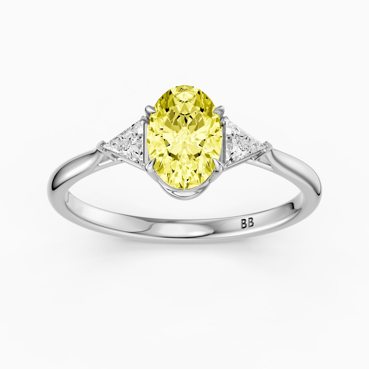 Carmen Yellow Oval Lab Grown Diamond Three Stone trilogy Engagement Ring
