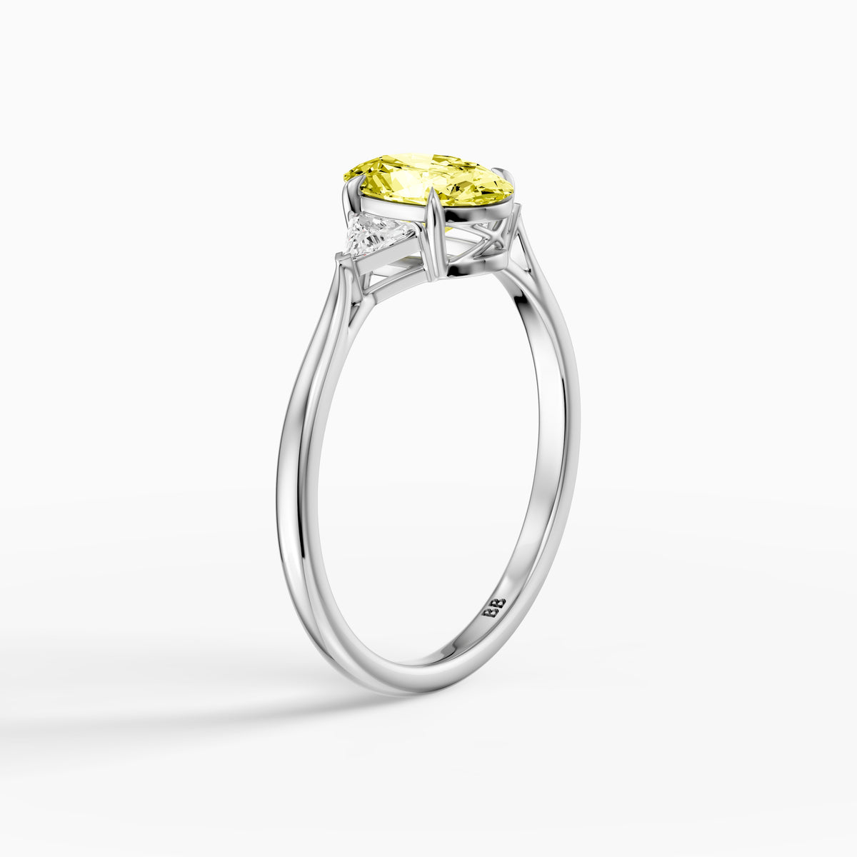 Carmen Yellow Oval Lab Grown Diamond Three Stone trilogy Engagement Ring