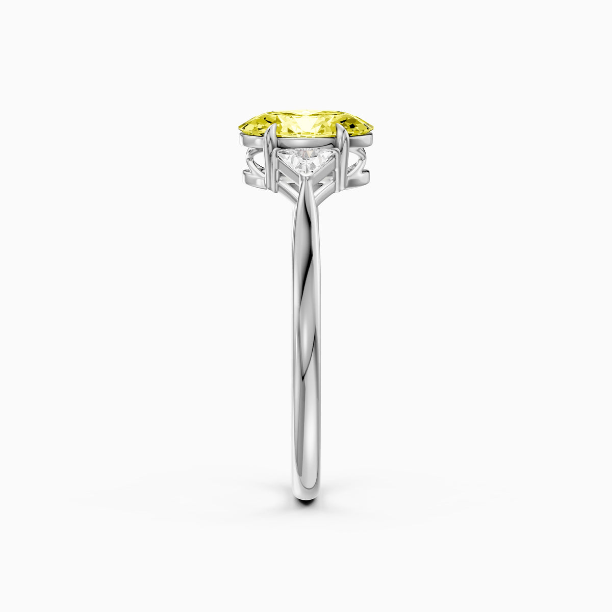 Carmen Yellow Oval Lab Grown Diamond Three Stone trilogy Engagement Ring
