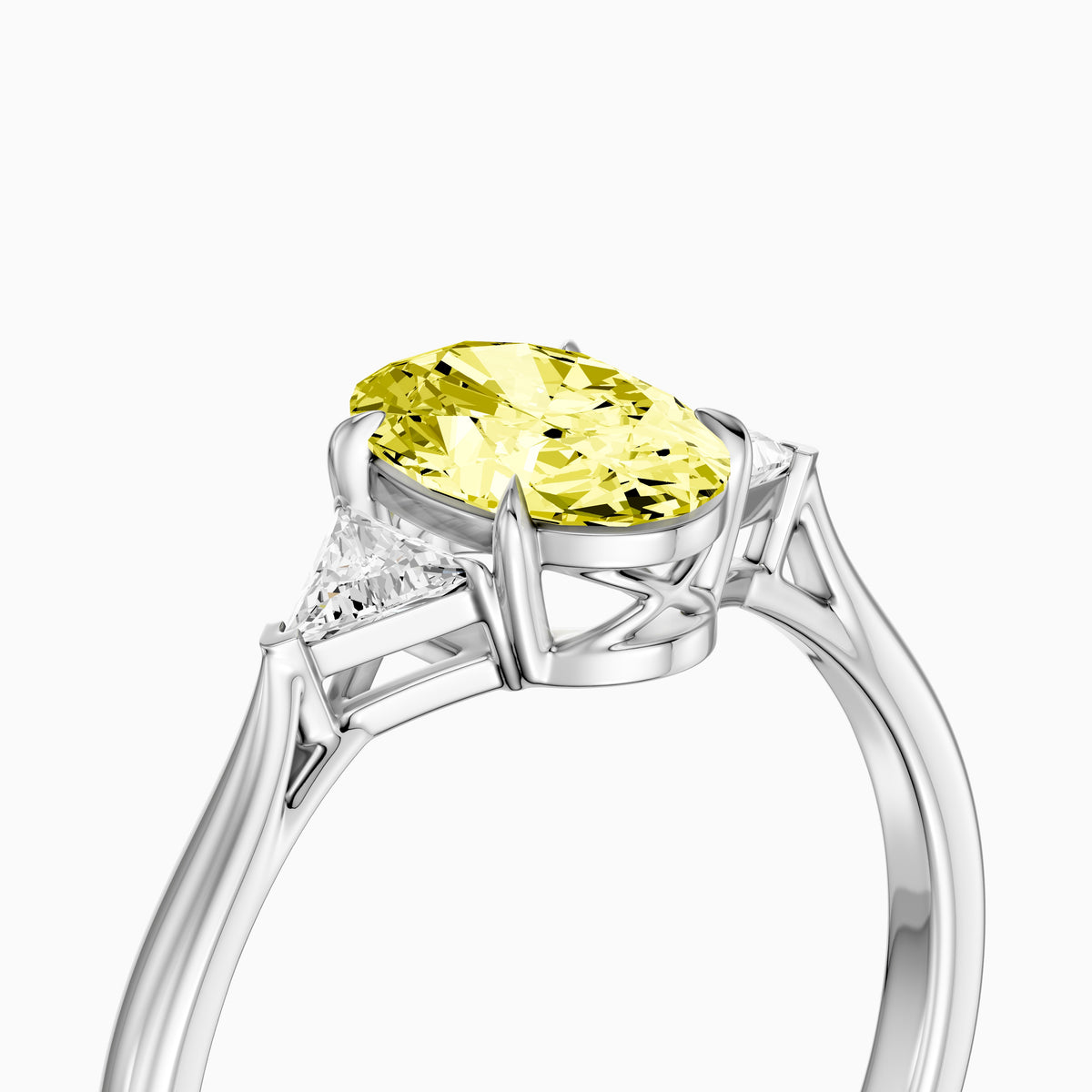 Carmen Yellow Oval Lab Grown Diamond Three Stone trilogy Engagement Ring