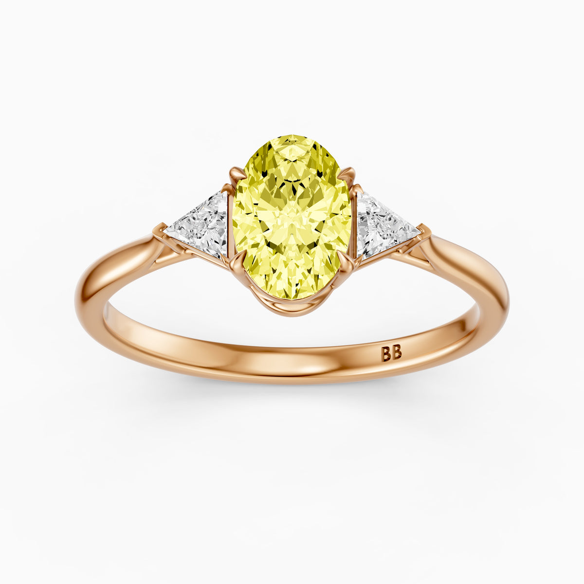 Carmen Yellow Oval Lab Grown Diamond Three Stone trilogy Engagement Ring