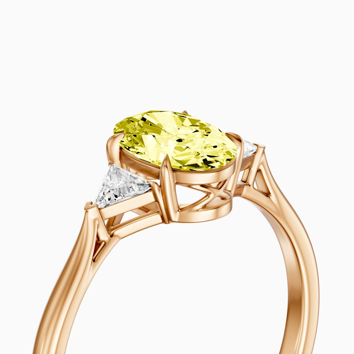 Carmen Yellow Oval Lab Grown Diamond Three Stone trilogy Engagement Ring