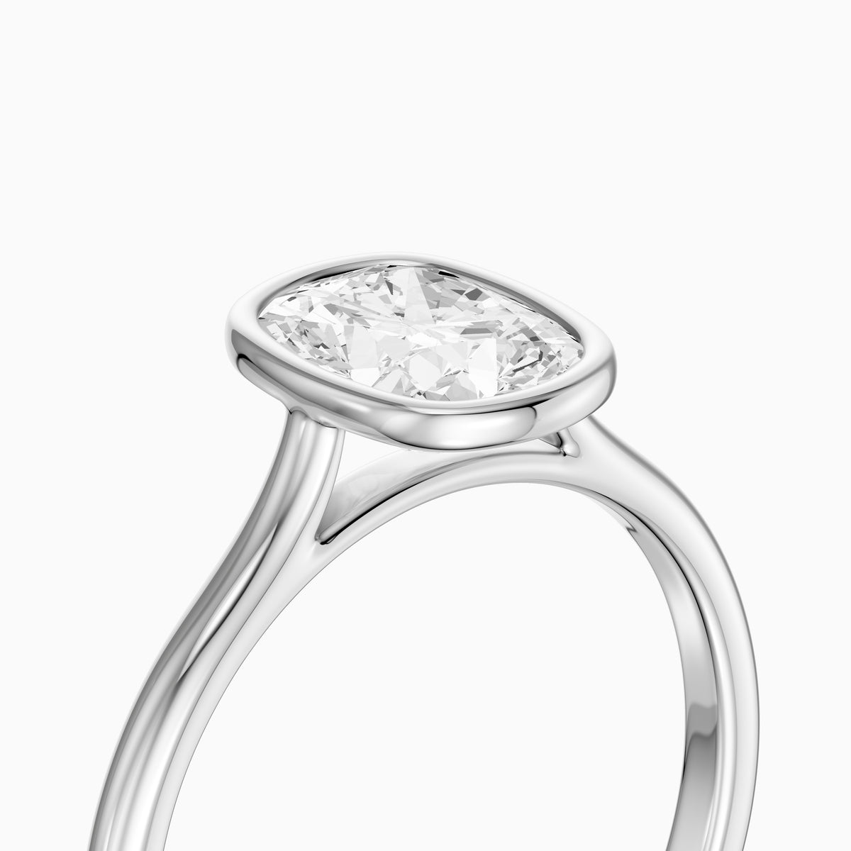 Alessandra elongated cushion cut Moissanite Diamond Bezel Engagement Ring