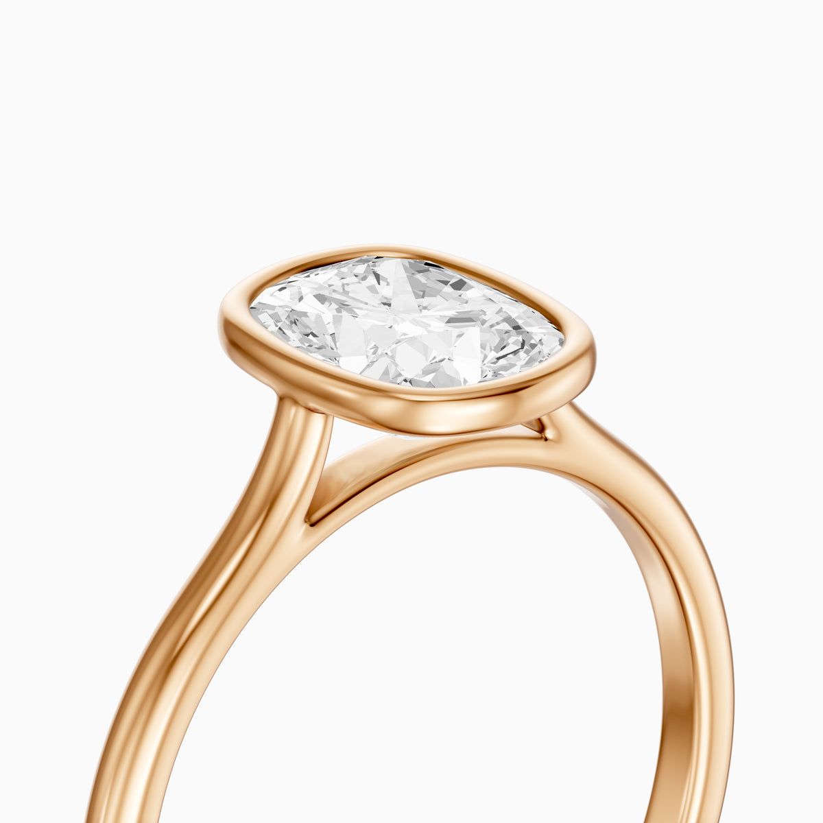 Alessandra elongated cushion cut Moissanite Diamond Bezel Engagement Ring