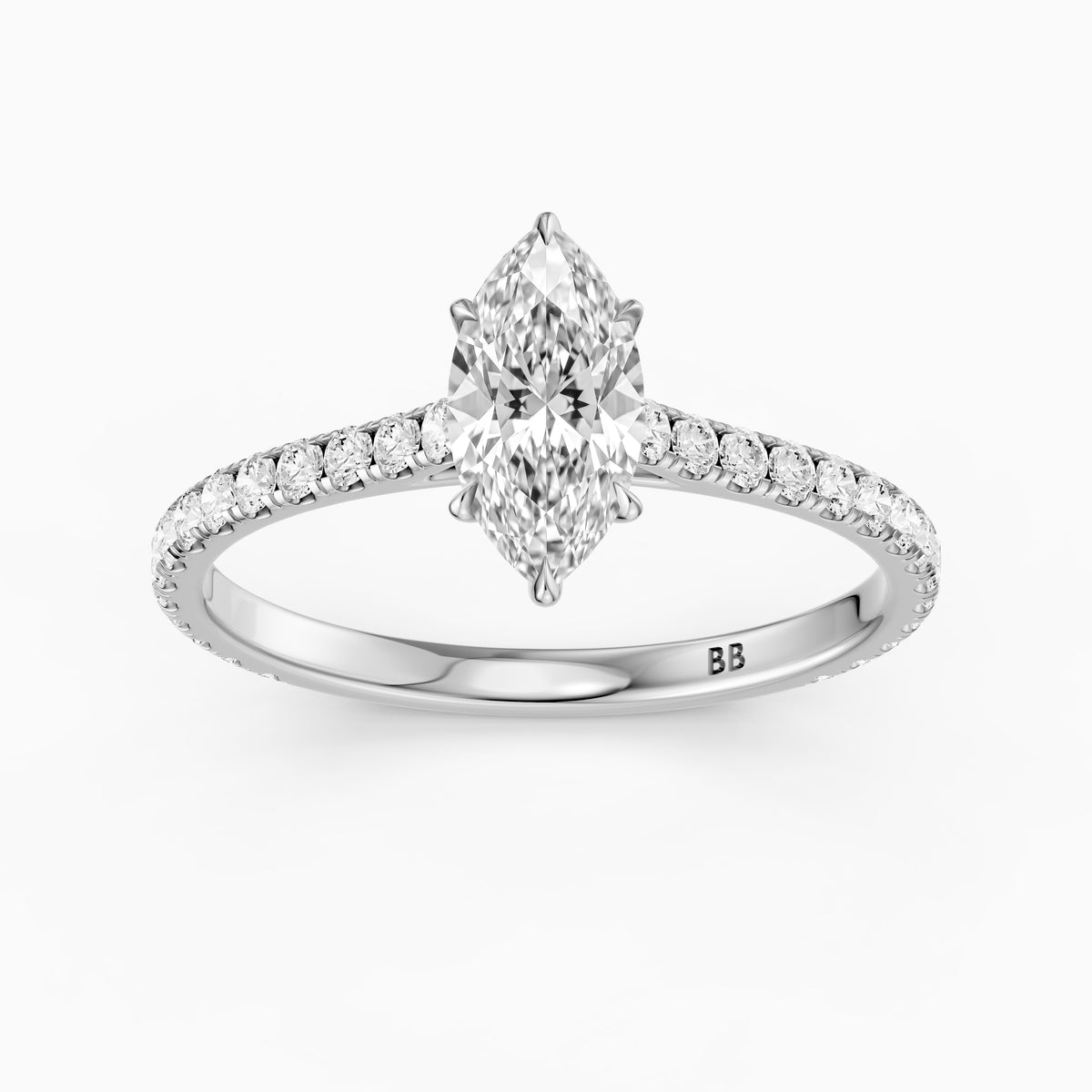 Selena Marquise Cut Moissanite Diamond Pave Engagement Ring