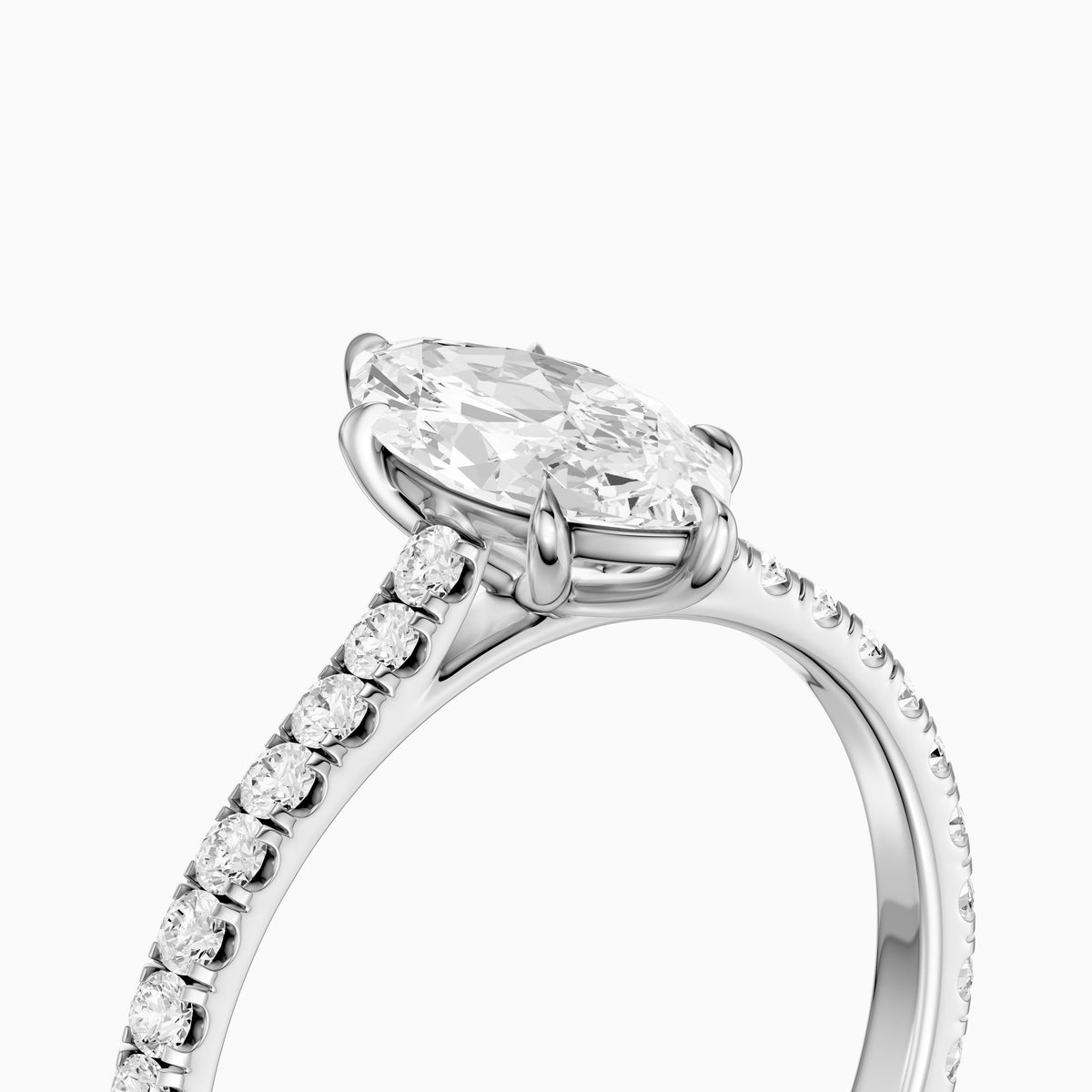 Selena Marquise Cut Moissanite Diamond Pave Engagement Ring