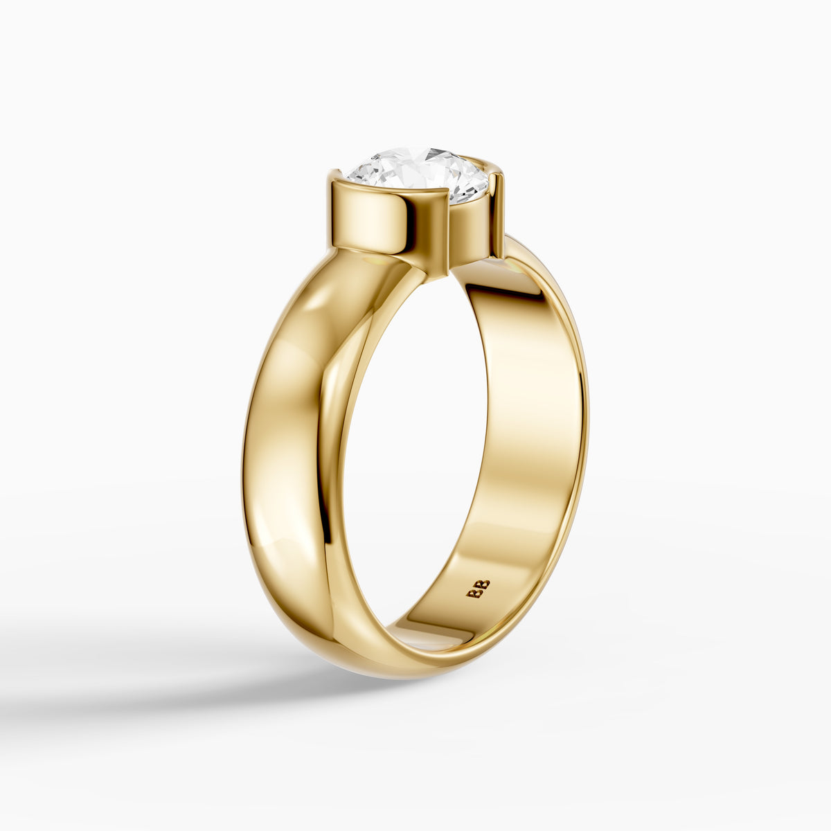 Dua Round Moissanite Diamond Solitaire Engagement Ring