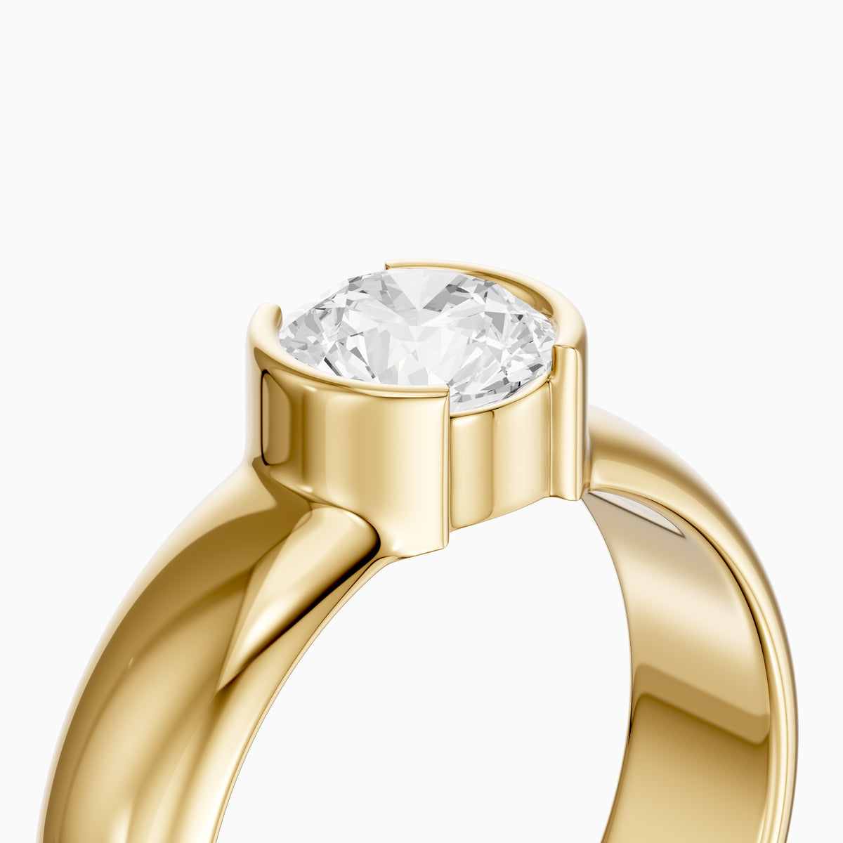 Dua Round Moissanite Diamond Solitaire Engagement Ring