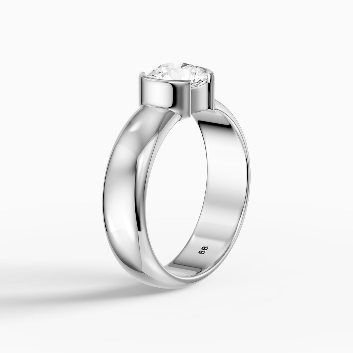Dua Round Moissanite Diamond Solitaire Engagement Ring