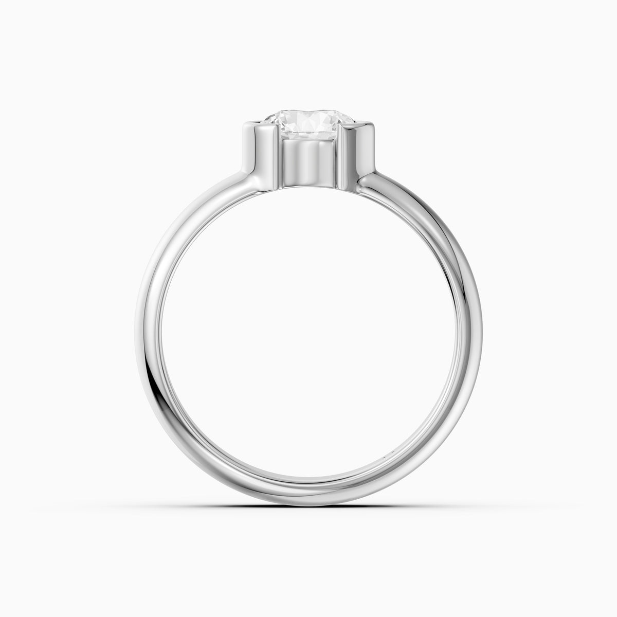 Dua Round Moissanite Diamond Solitaire Engagement Ring