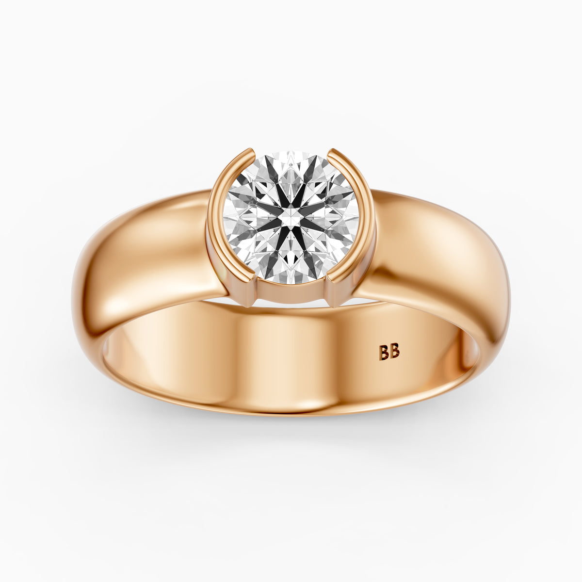 Dua Round Moissanite Diamond Solitaire Engagement Ring