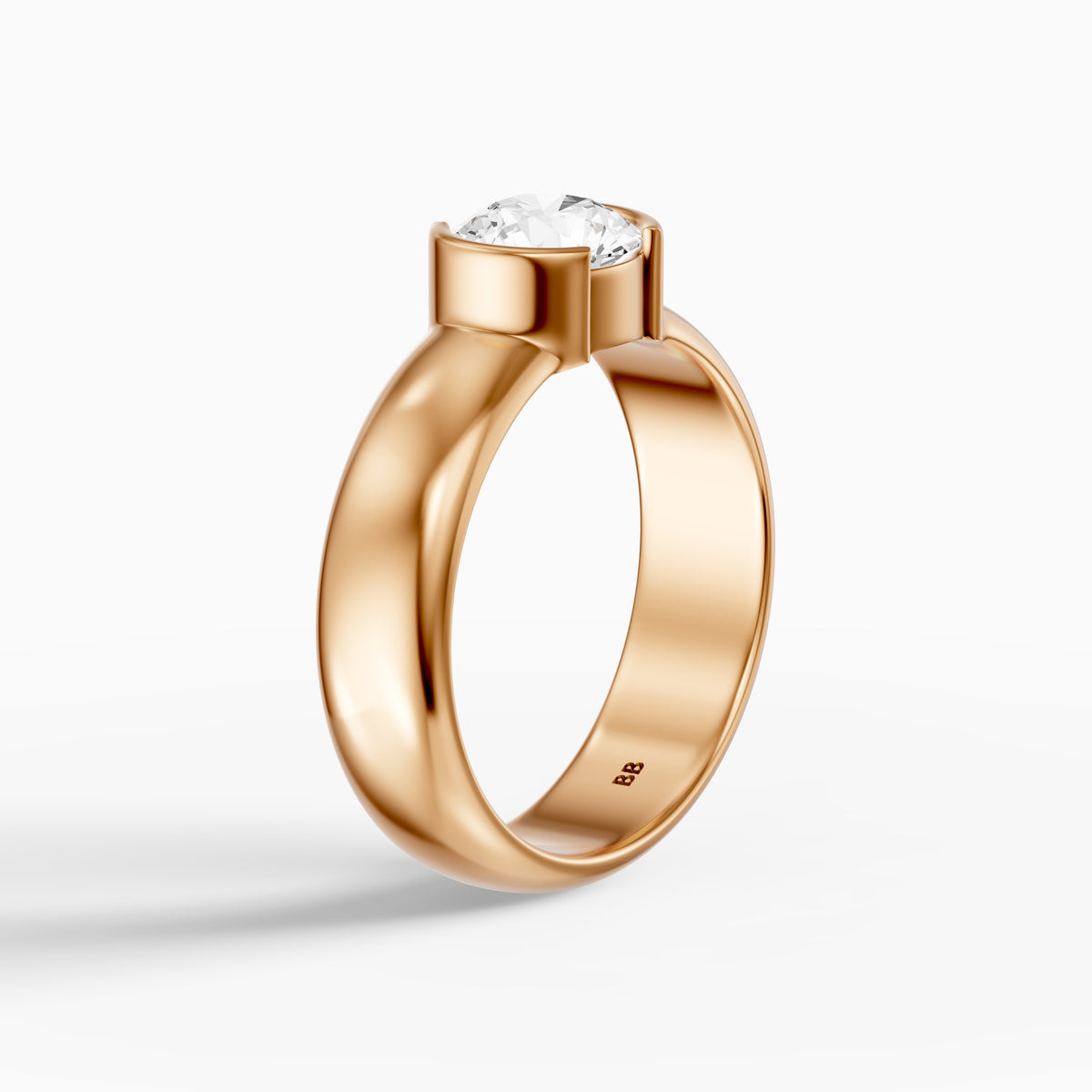 Dua Round Moissanite Diamond Solitaire Engagement Ring
