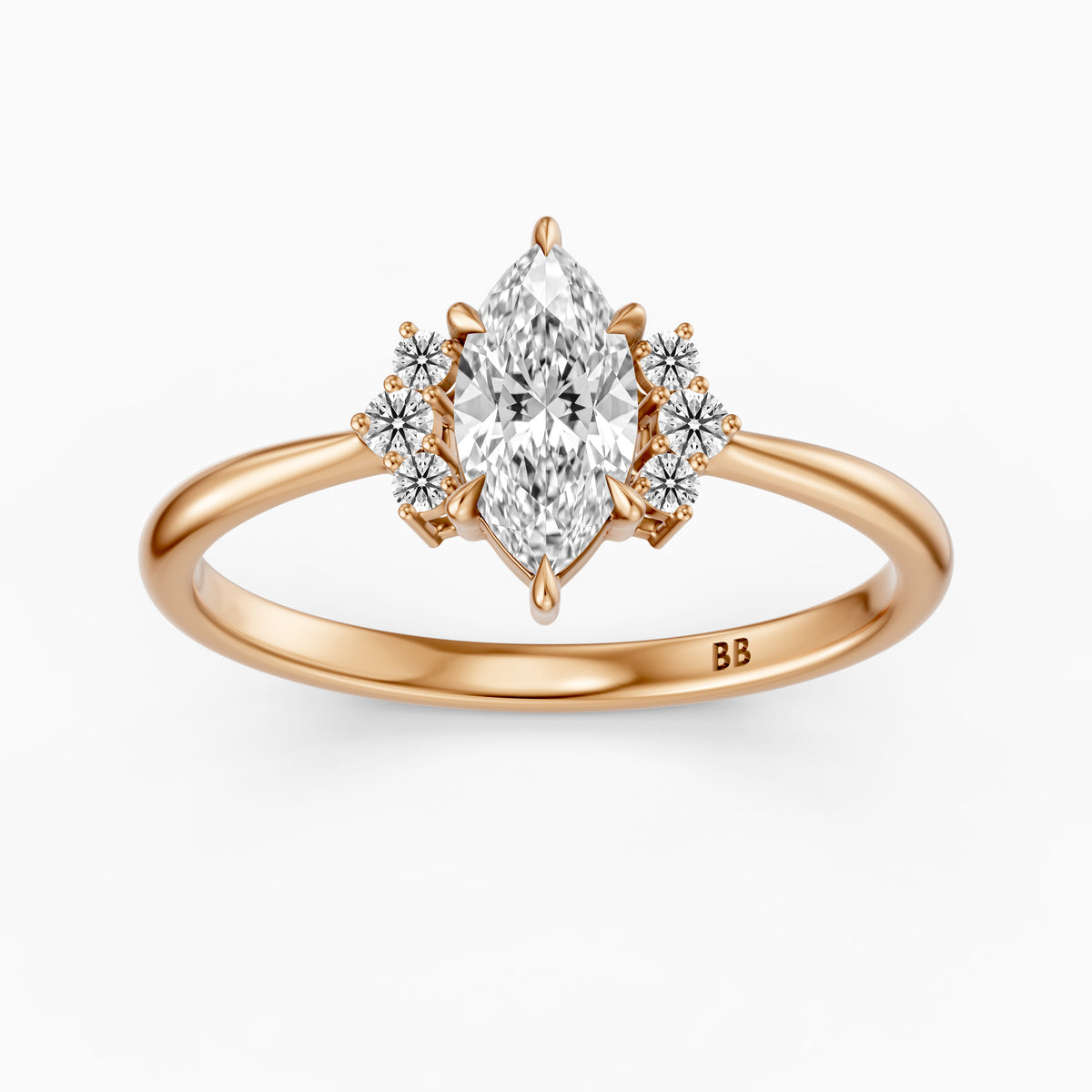 Natalie Marquise Cut Moissanite Diamond Floral Engagement Ring