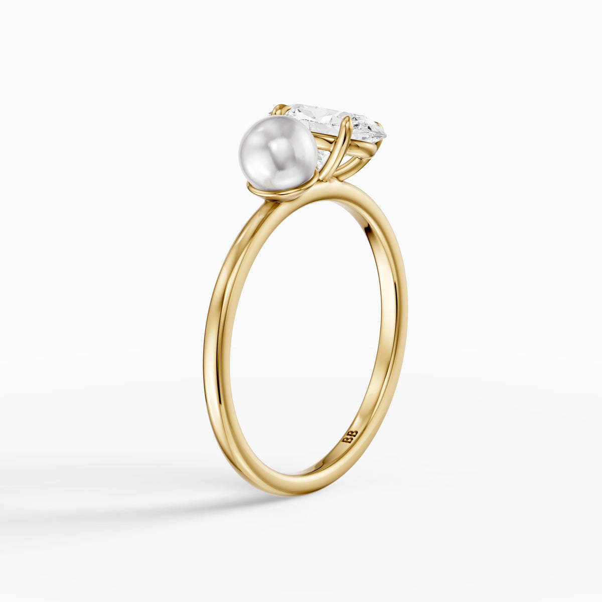 Ariana Oval Moissanite Diamond and Pearl Engagement Ring