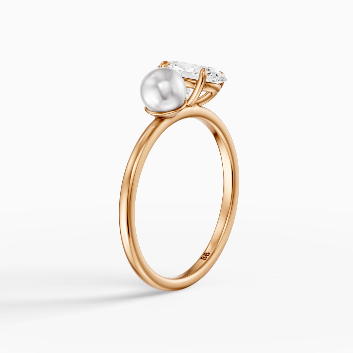 Ariana Oval Moissanite Diamond and Pearl Engagement Ring