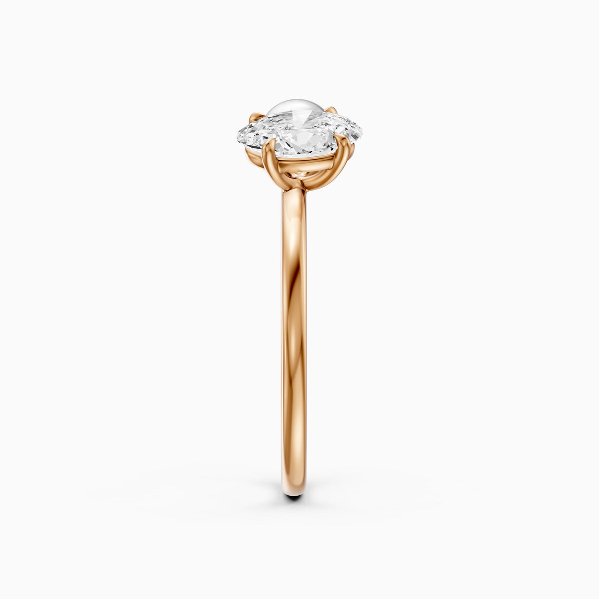 Ariana Oval Moissanite Diamond and Pearl Engagement Ring