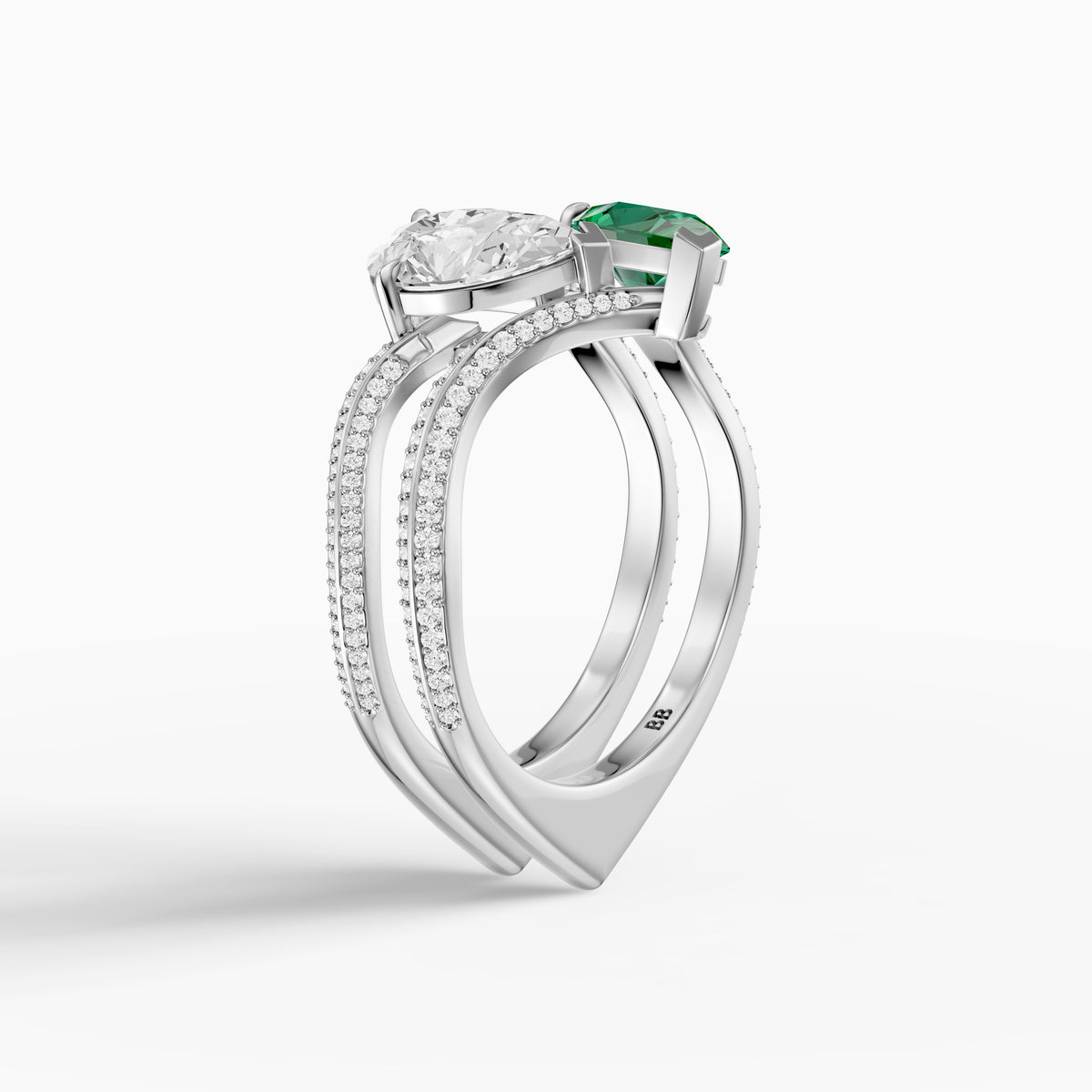 Megan Pear Cut Moissanite Diamond Toi et Moi Engagement Ring