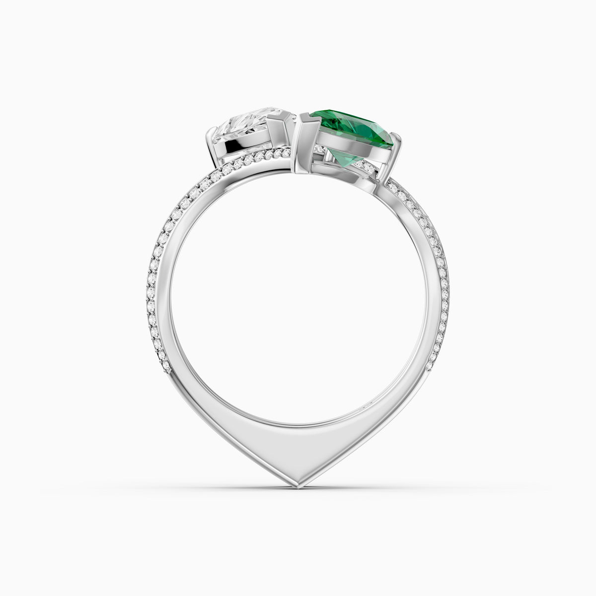 Megan Pear Cut Moissanite Diamond Toi et Moi Engagement Ring
