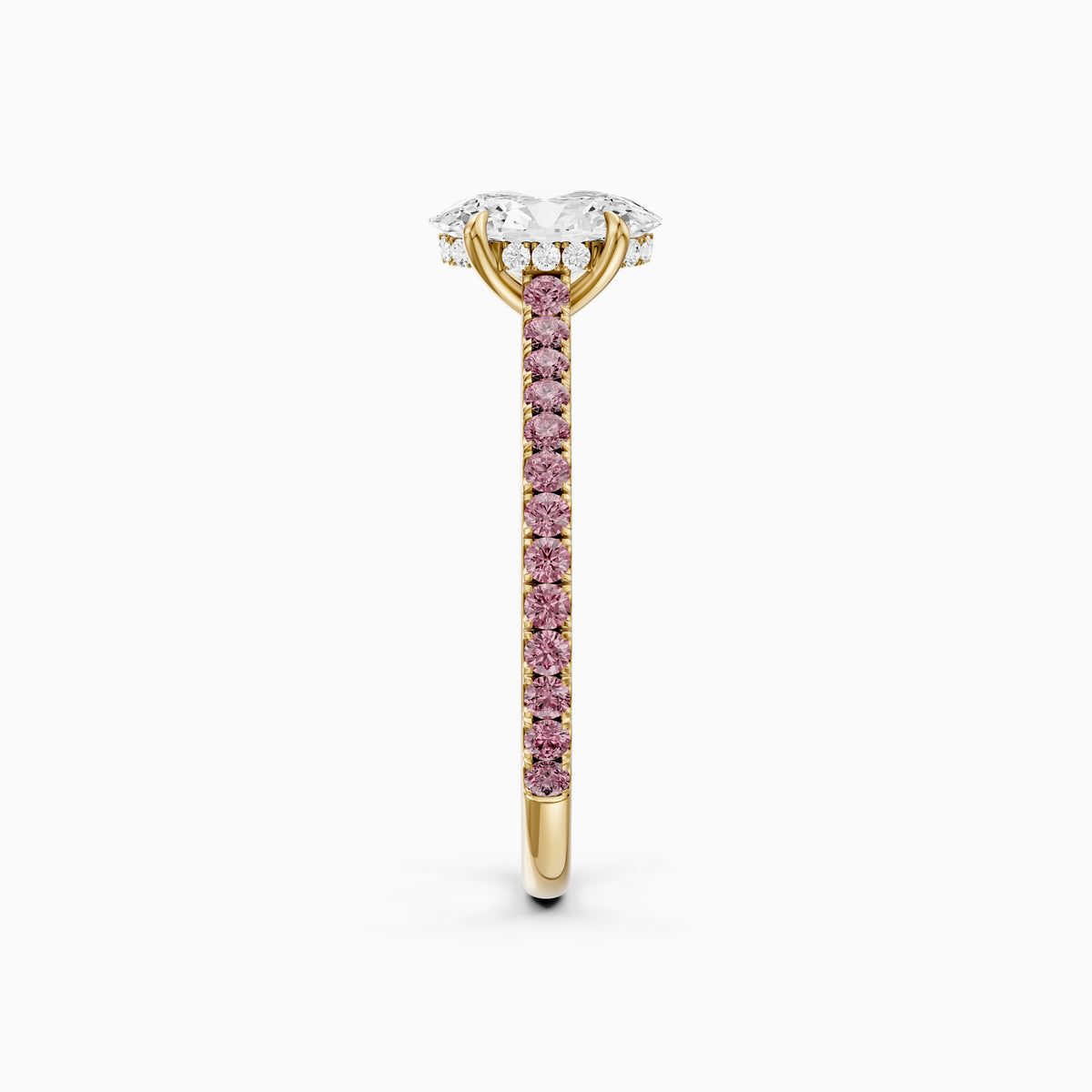 Gaga Oval Moissanite Diamond Pink Pave Engagement Ring