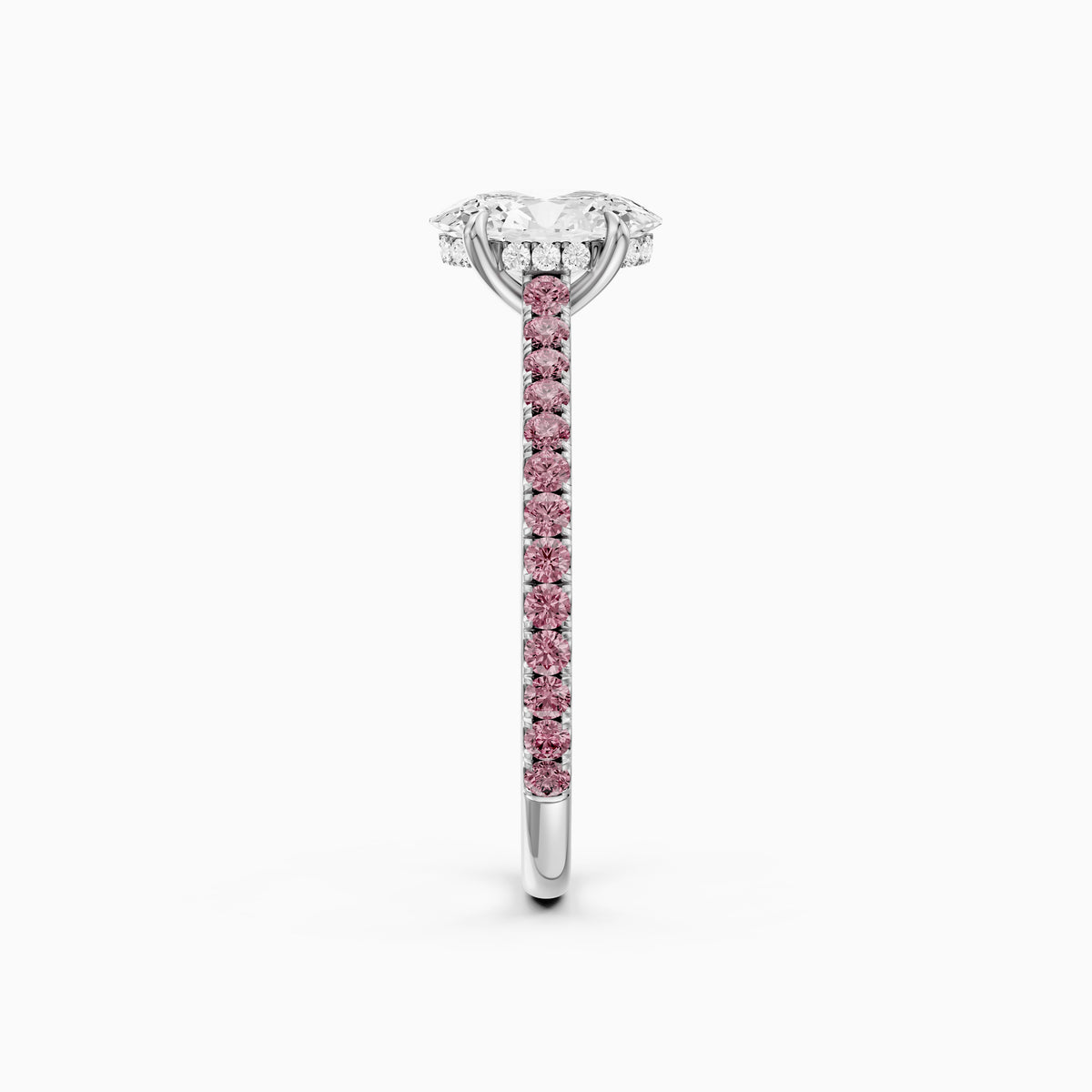 Gaga Oval Moissanite Diamond Pink Pave Engagement Ring