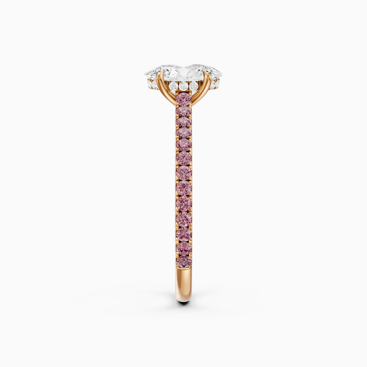Gaga Oval Moissanite Diamond Pink Pave Engagement Ring