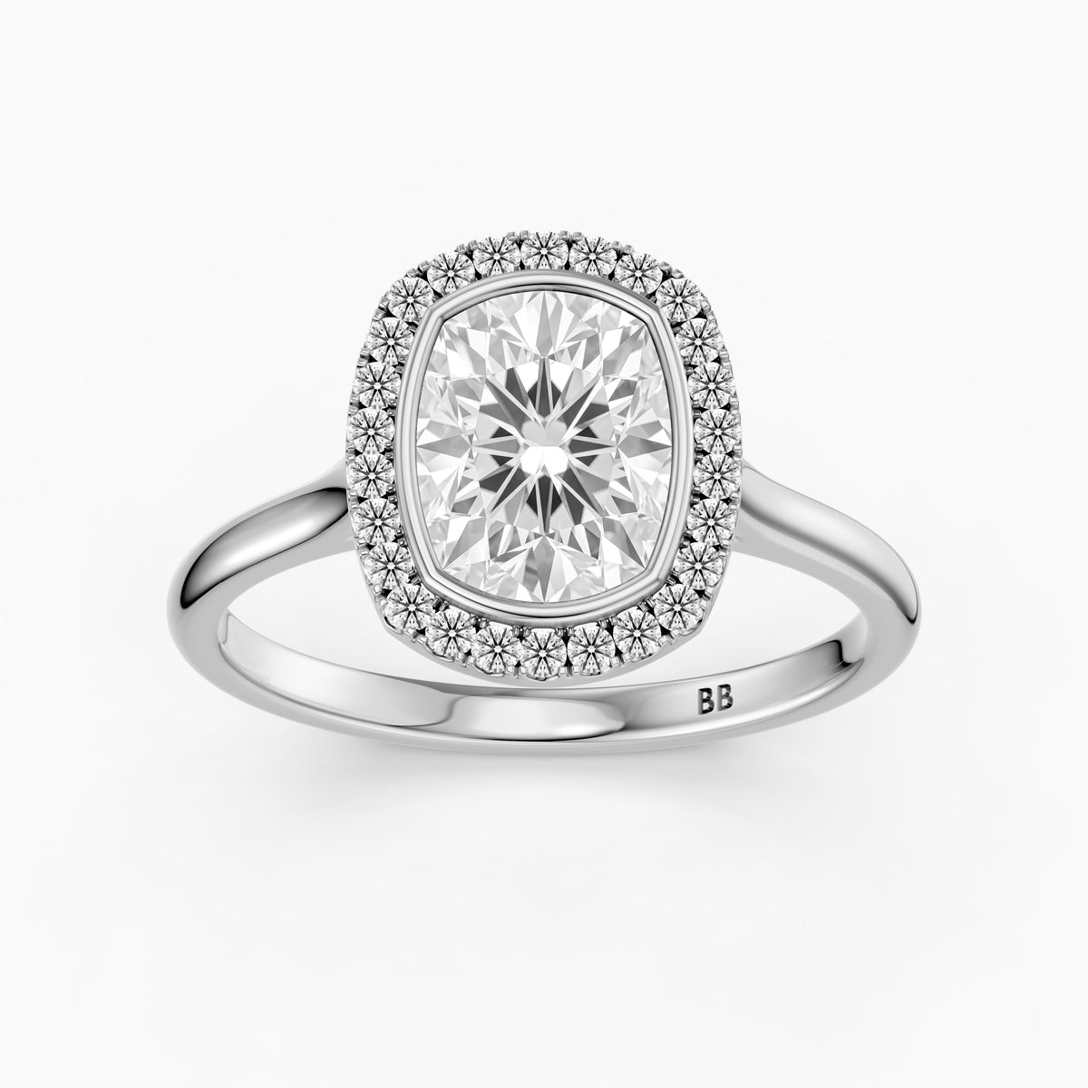 Millie Elongated Cushion Cut Lab Grown Diamond Halo Engagement Ring