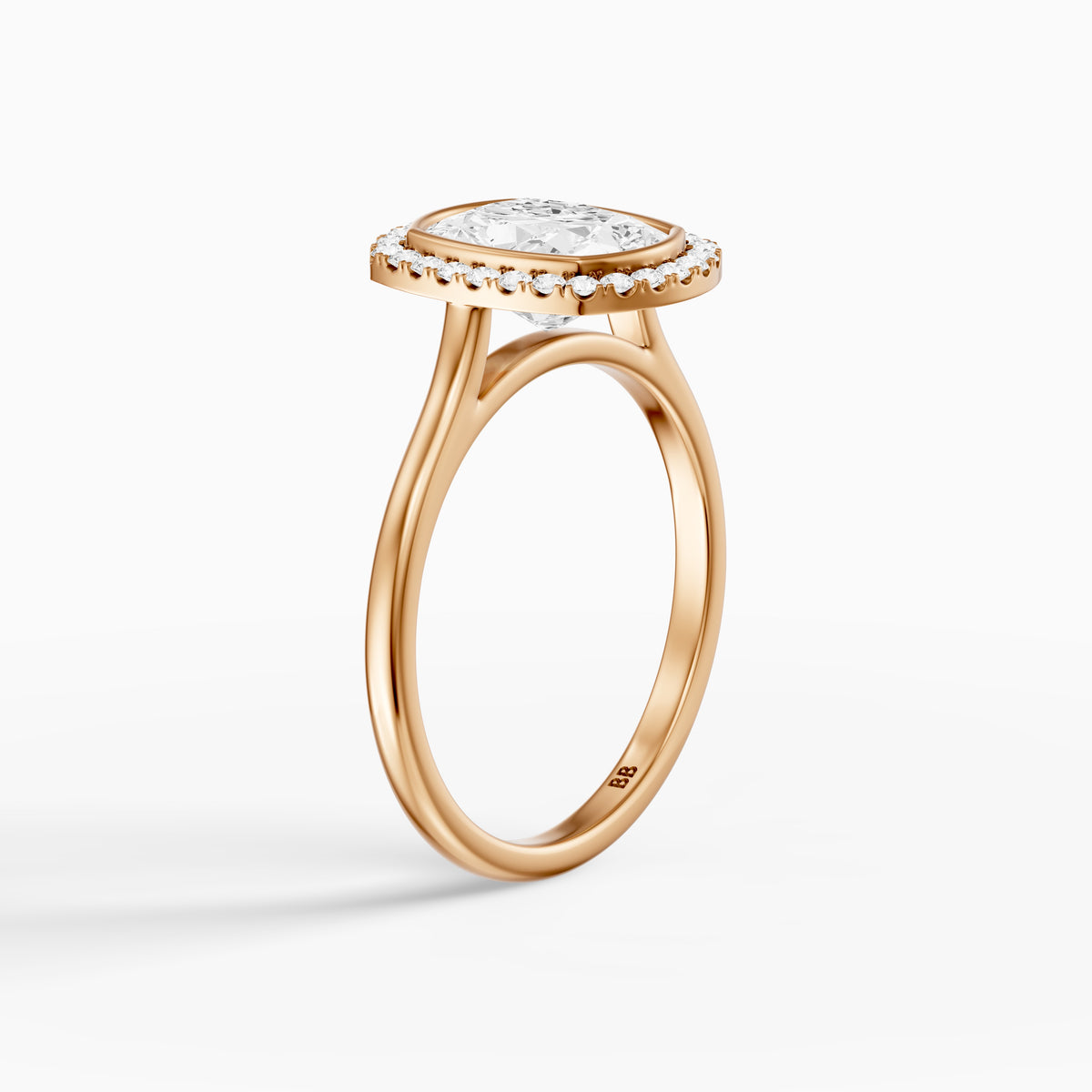 Millie Elongated Cushion Cut Lab Grown Diamond Halo Engagement Ring