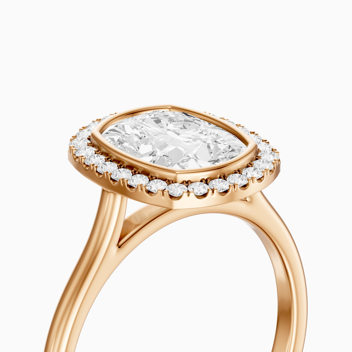 Millie Elongated Cushion Cut Lab Grown Diamond Halo Engagement Ring