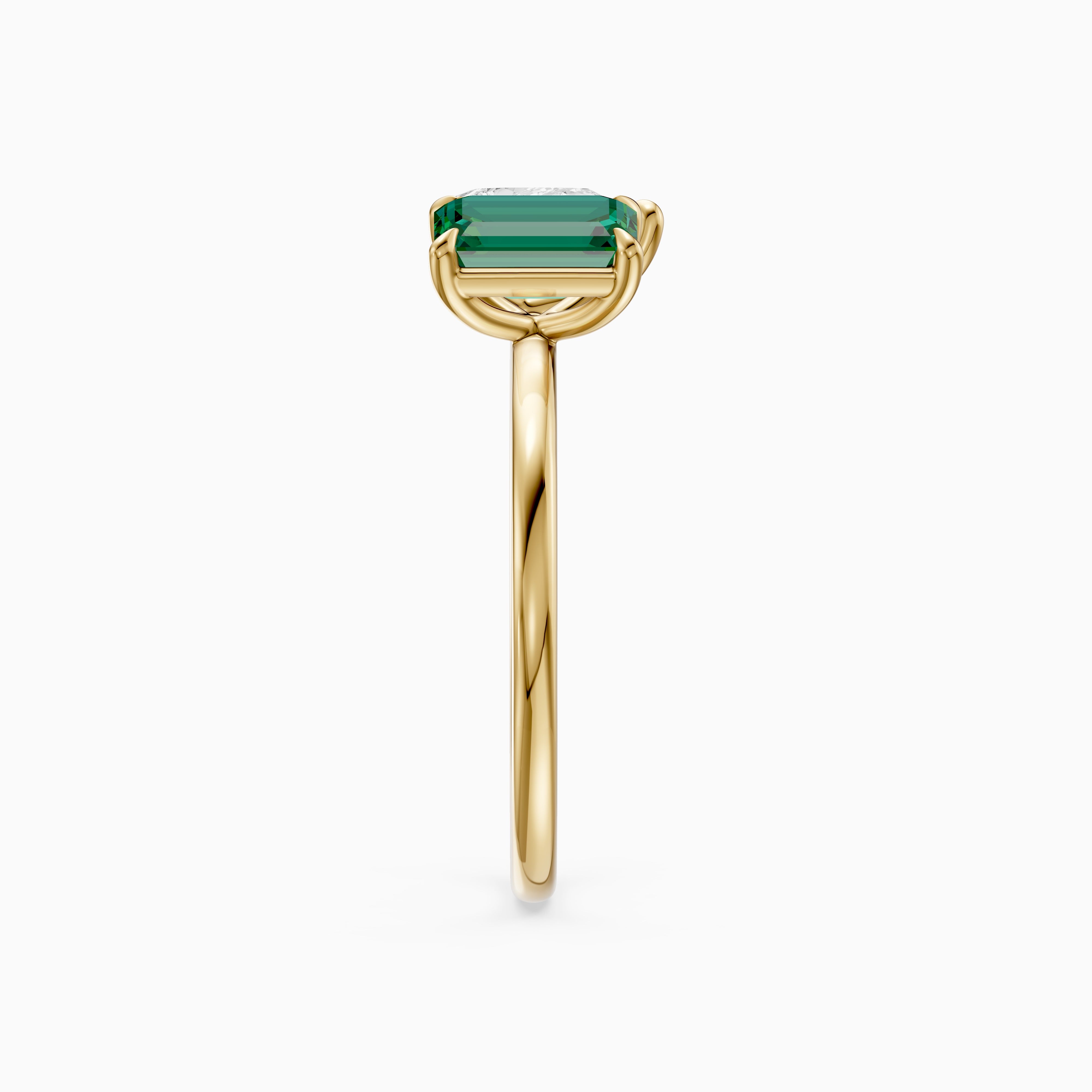 Belle Green Emerald Cut and Pear Shape Color Lab Grown Diamond Toi et Moi Ring
