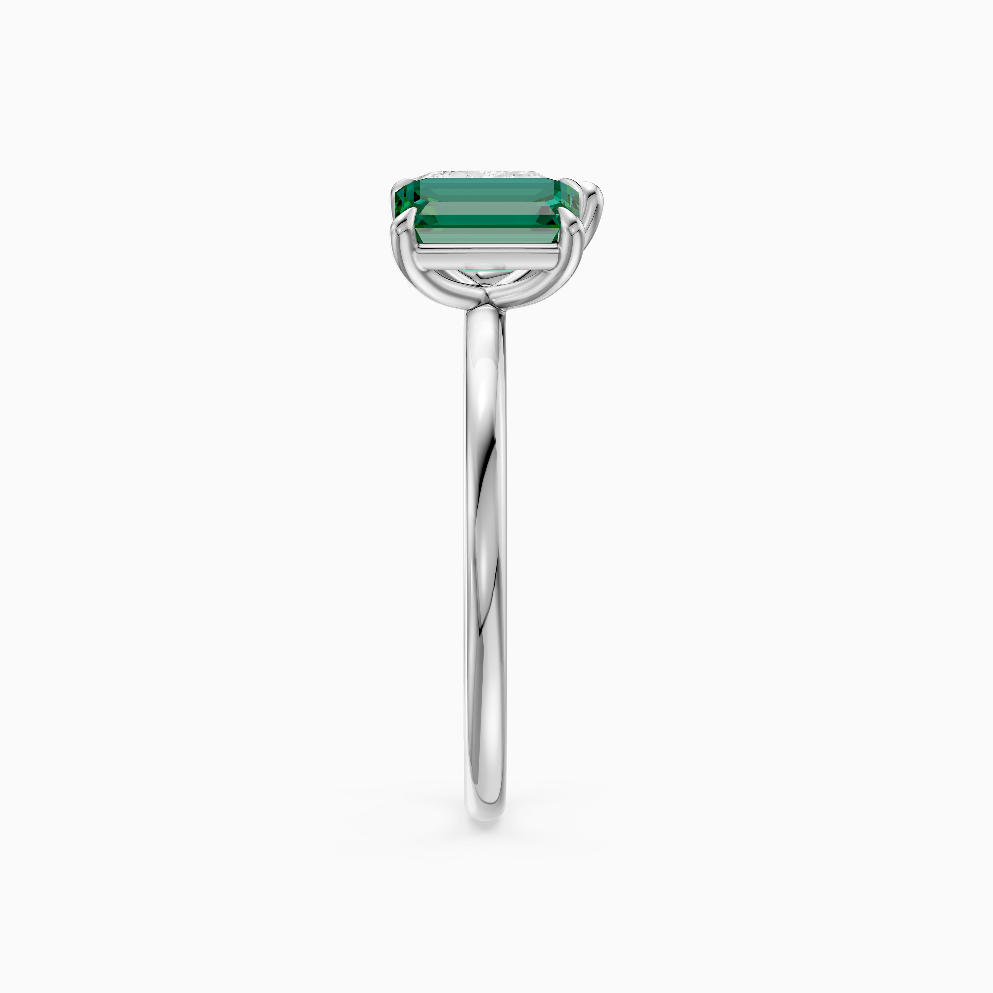 Belle Green Emerald Cut and Pear Shape Color Lab Grown Diamond Toi et Moi Ring
