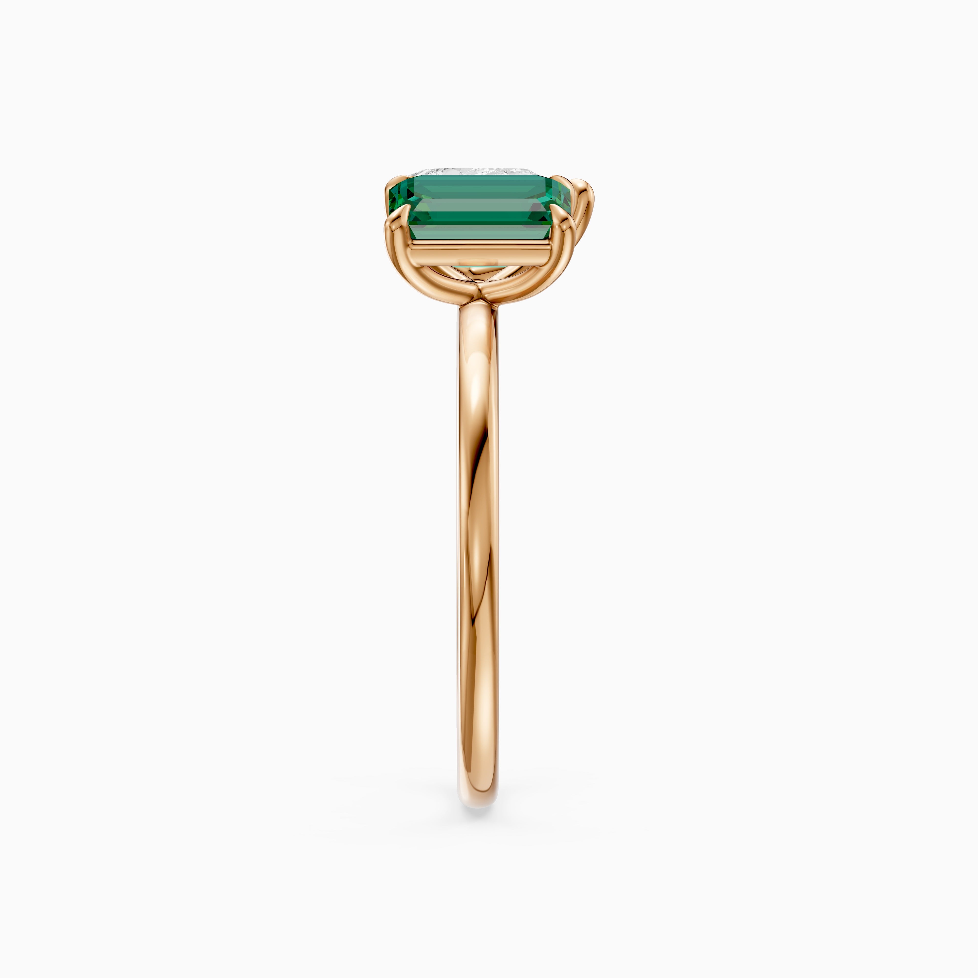 Belle Green Emerald Cut and Pear Shape Color Lab Grown Diamond Toi et Moi Ring