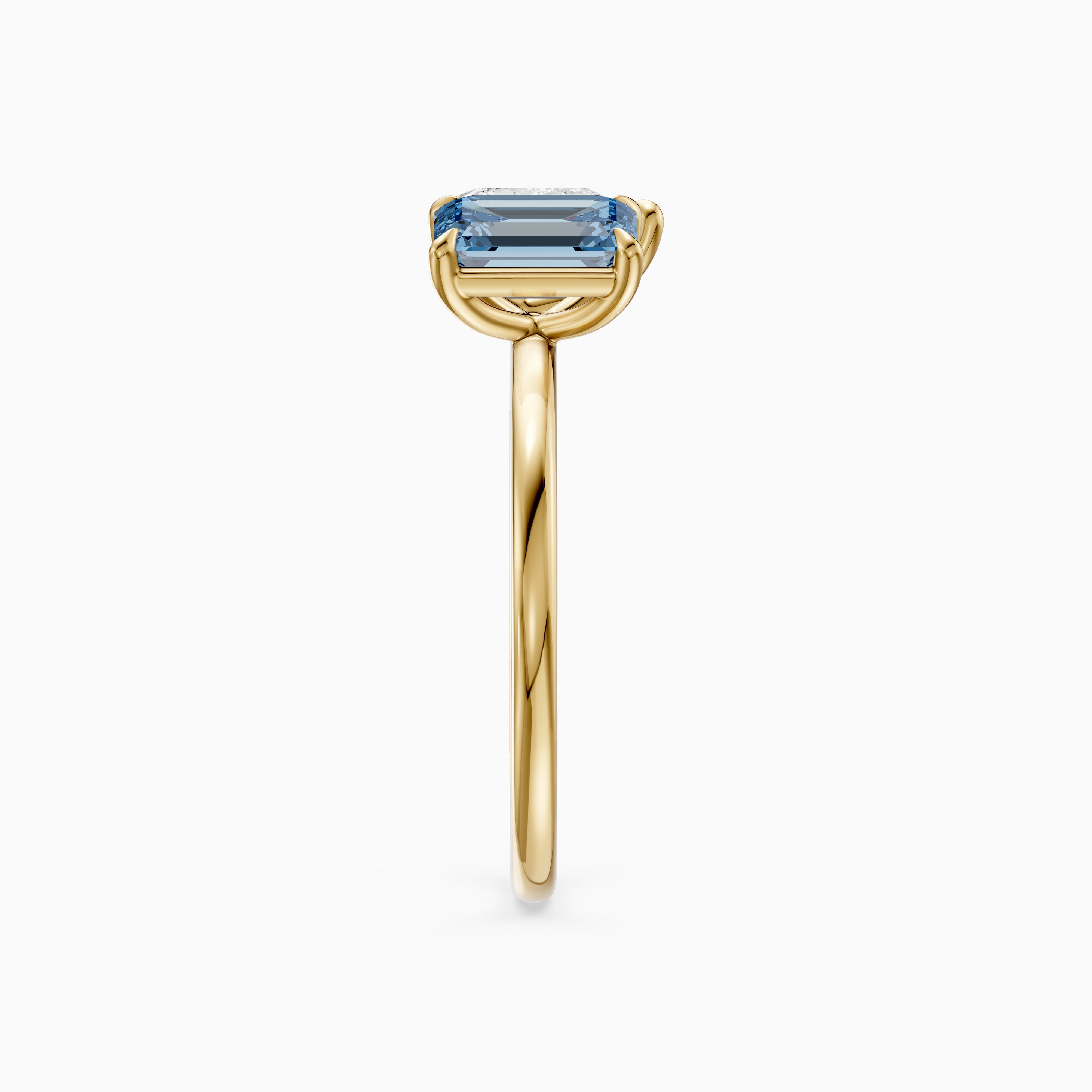 Runa Blue Emerald Cut and Pear Shape Color Lab Grown Diamond Toi et Moi Ring