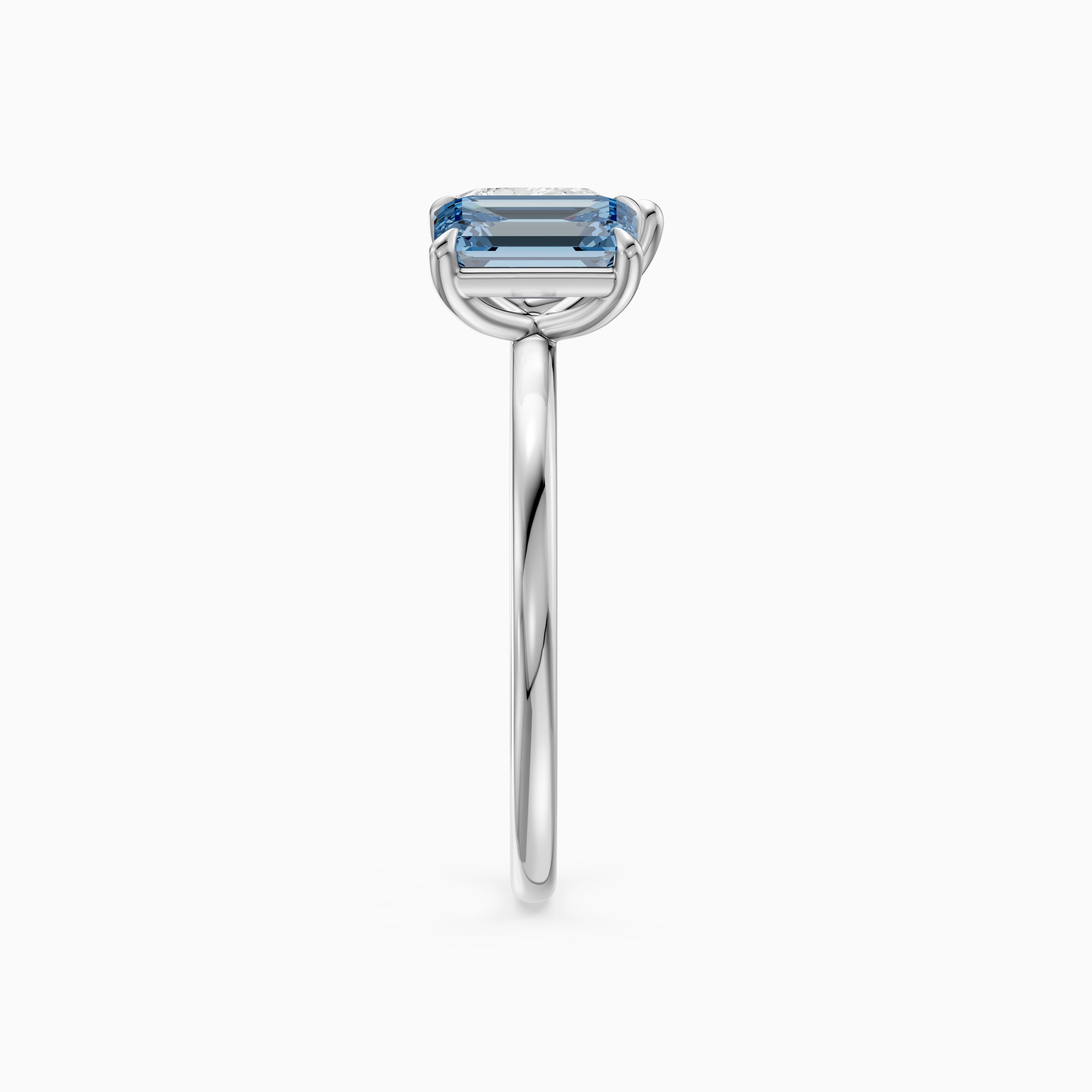 Runa Blue Emerald Cut and Pear Shape Color Lab Grown Diamond Toi et Moi Ring