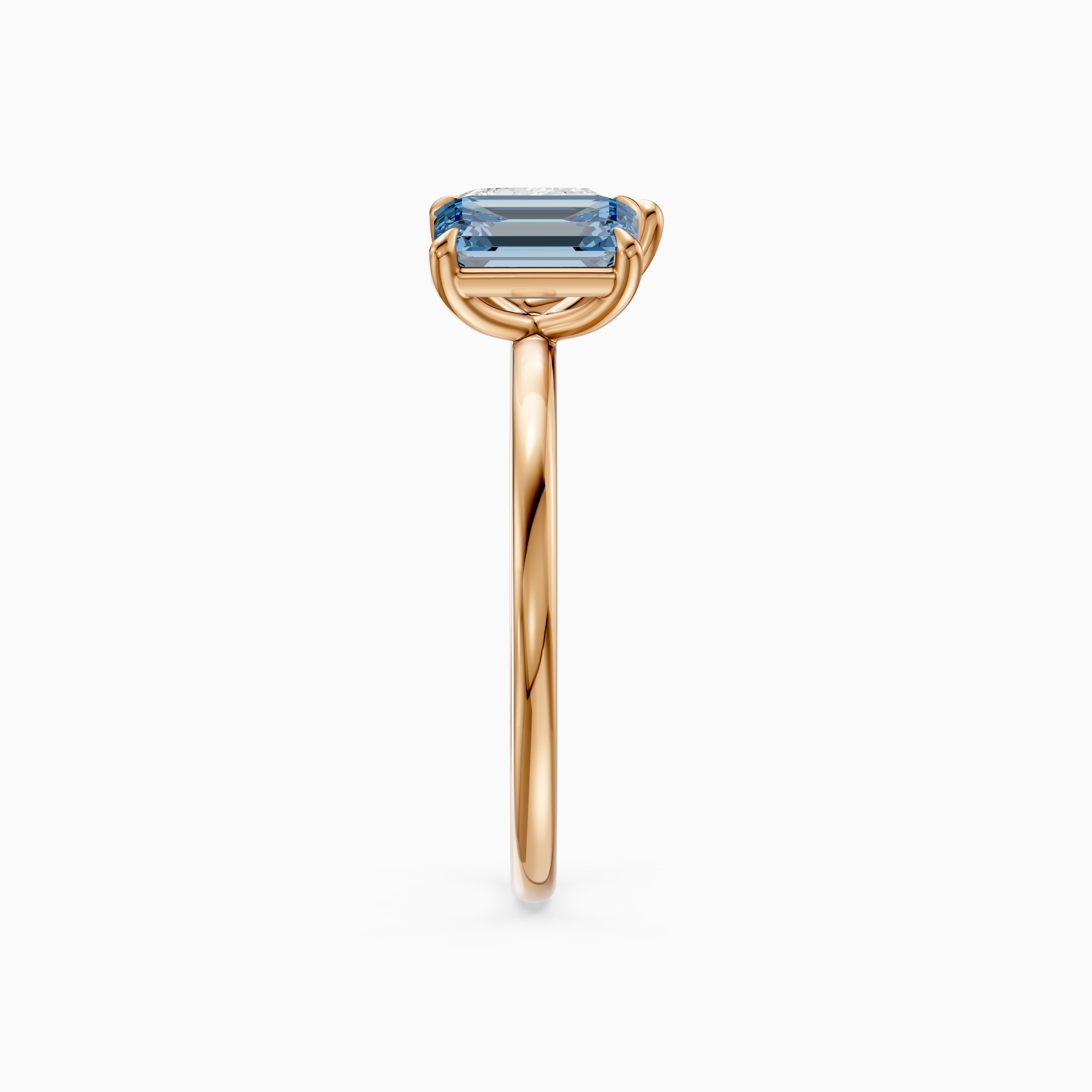 Runa Blue Emerald Cut and Pear Shape Color Lab Grown Diamond Toi et Moi Ring