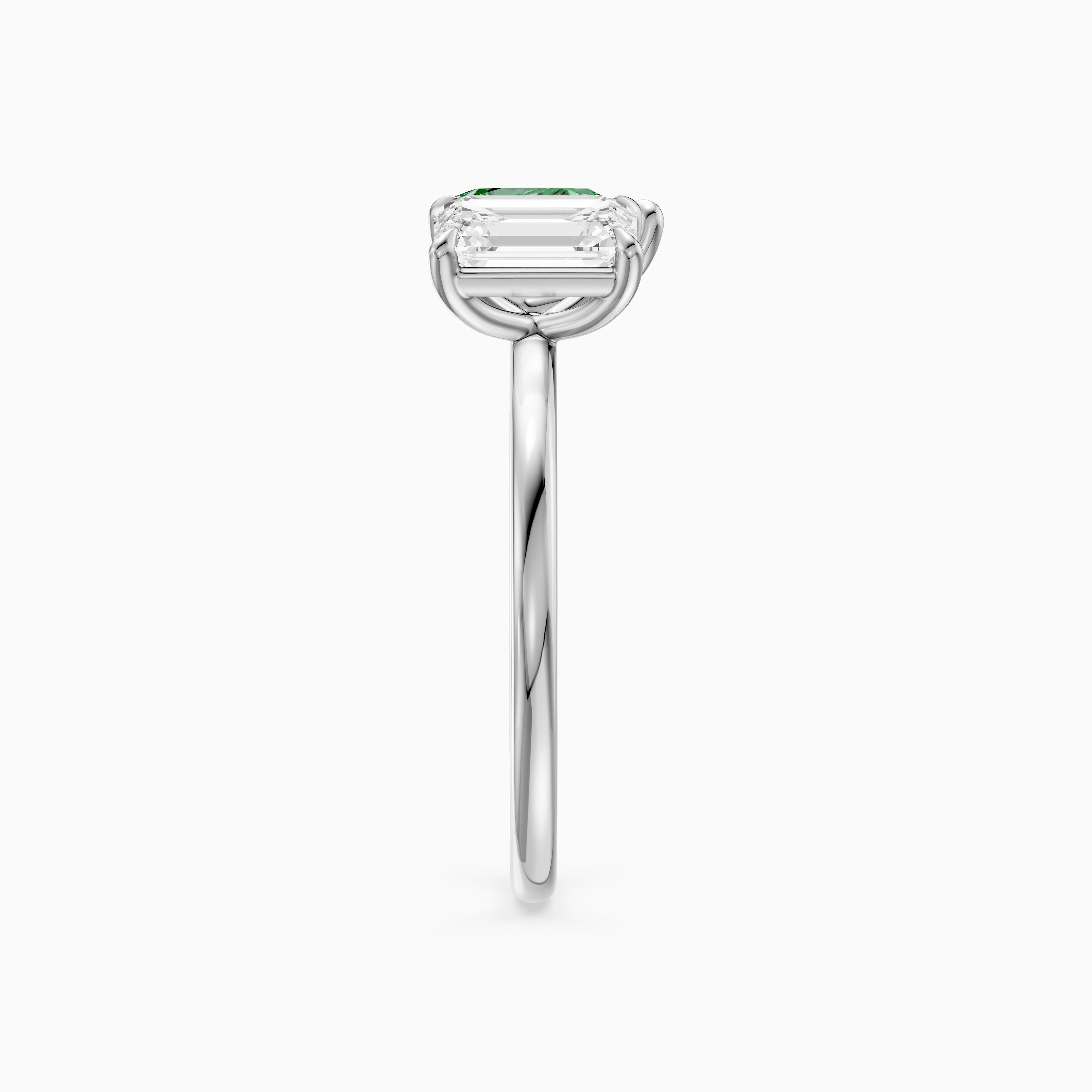 Nevena Green Pear and Emerald Cut Color Lab Grown Diamond Toi et Moi Ring