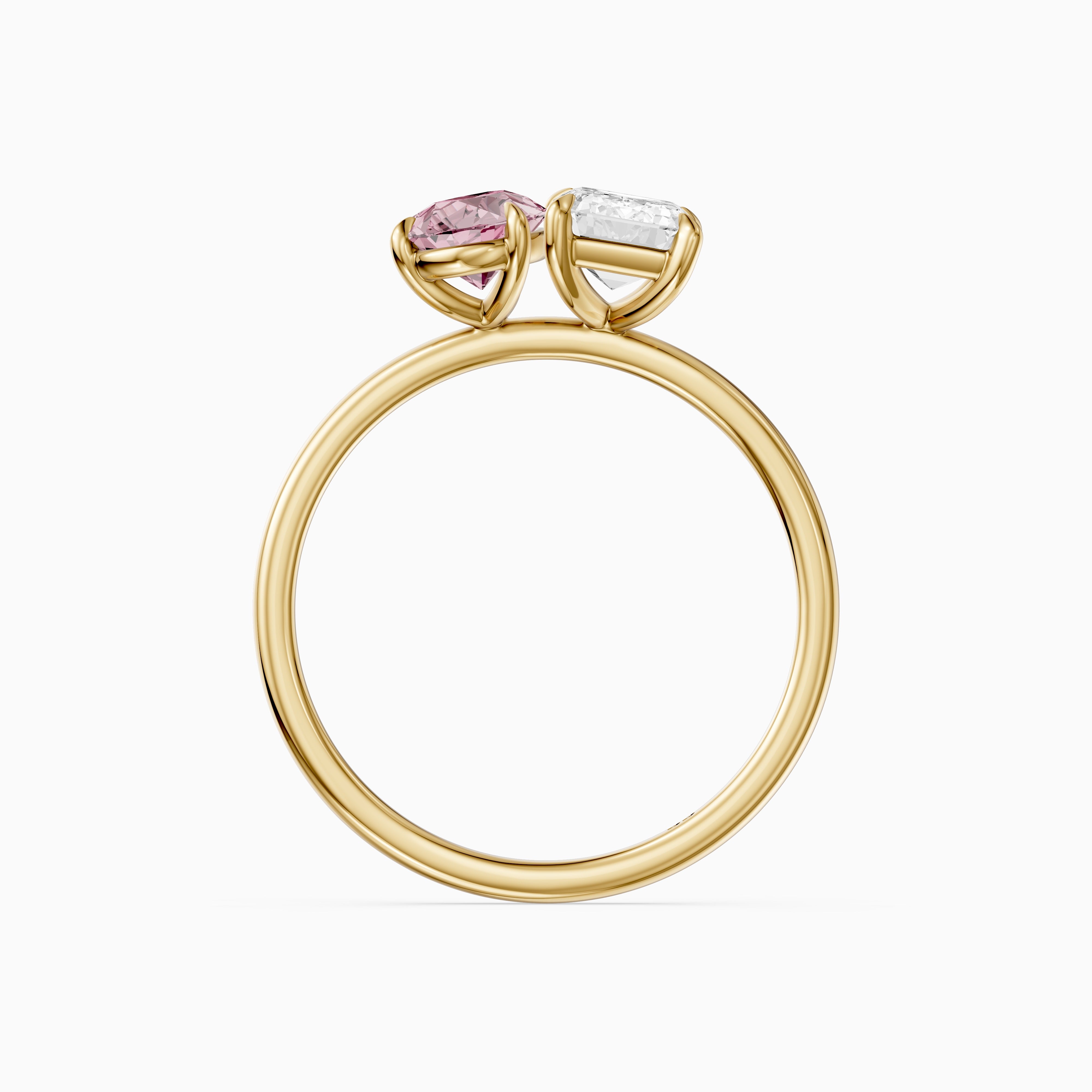Milena Pink Pear and Emerald Cut Color Lab Grown Diamond Toi et Moi Ring