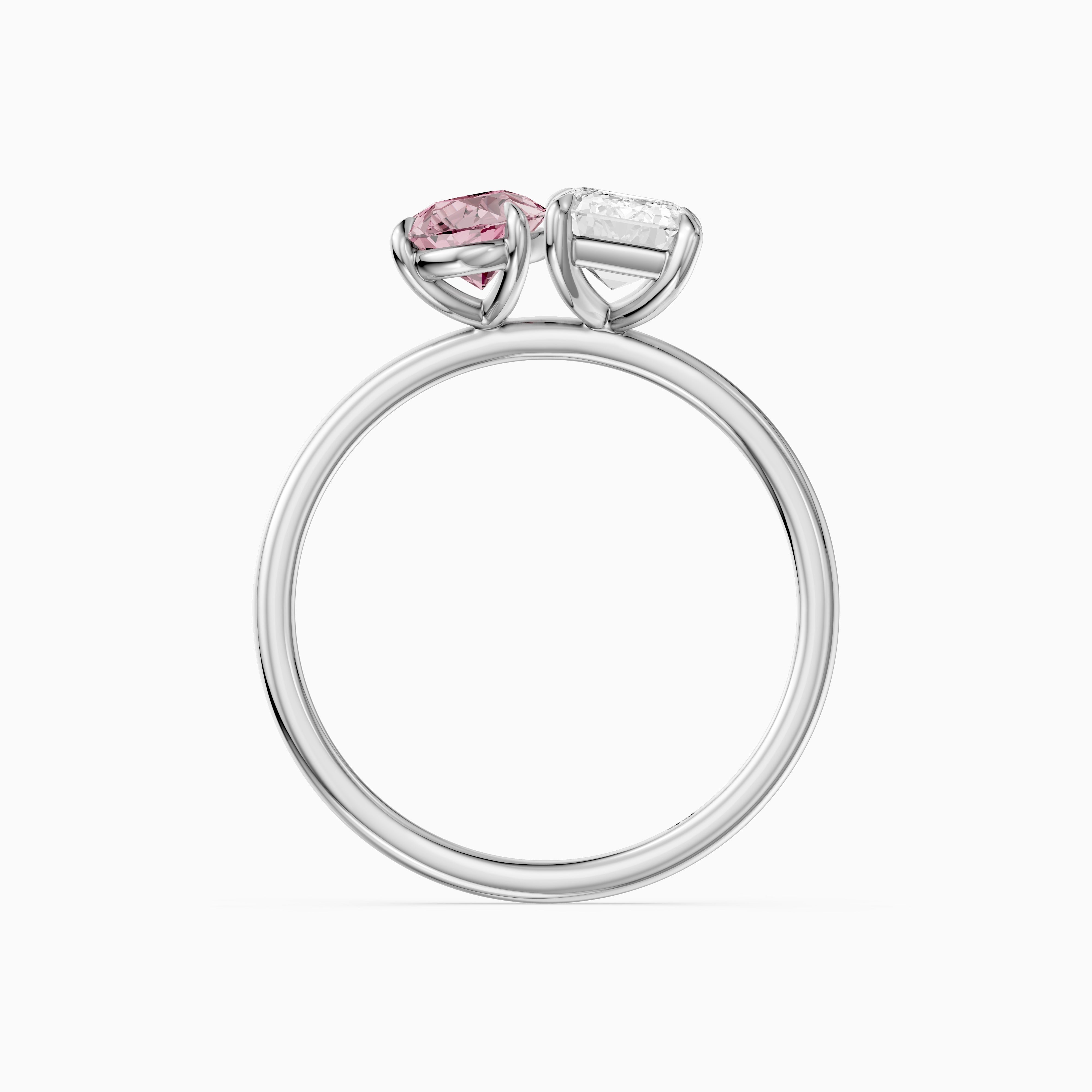 Milena Pink Pear and Emerald Cut Color Lab Grown Diamond Toi et Moi Ring